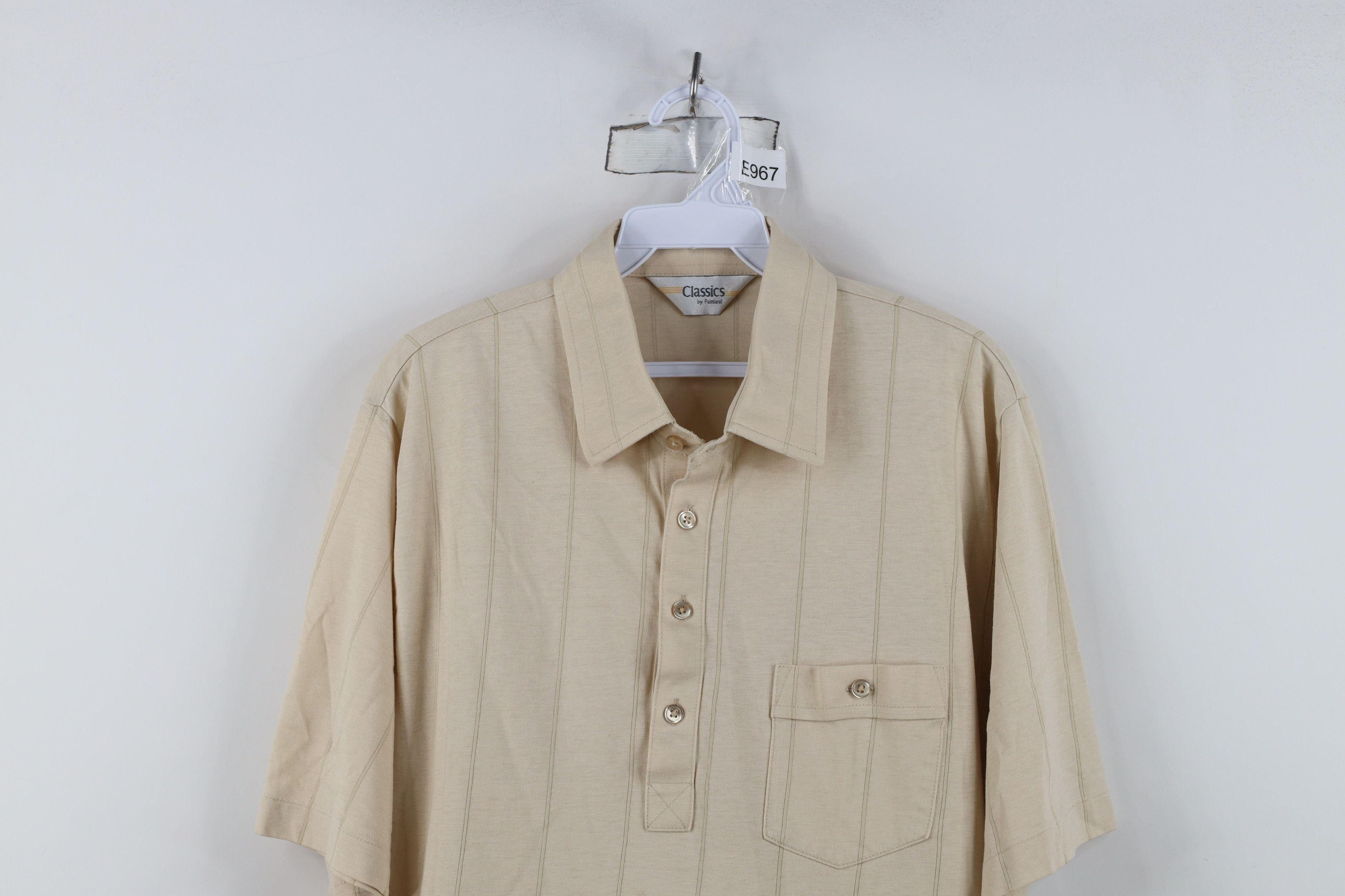 Vintage Vintage 90s Streetwear Striped Knit Golf Polo Shirt Beige Size US L / EU 52-54 / 3 - 2 Thumbnail