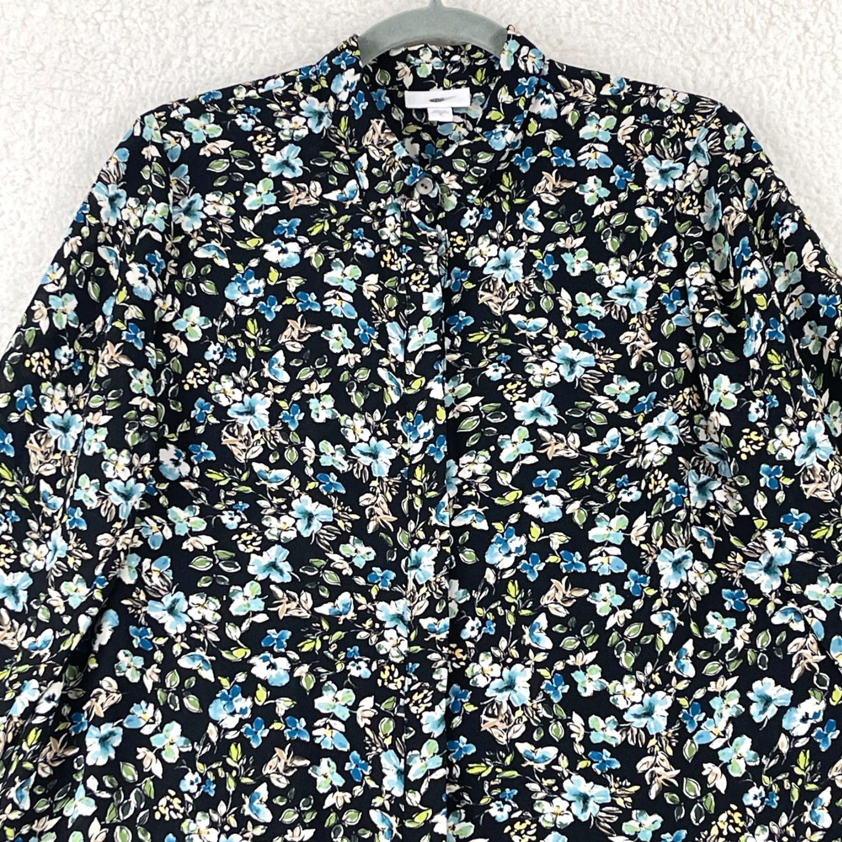 J. Jill J. Jill Black Floral Button-Up Shirt Womens Small Long Sleeve Collared Casual Size S / US 4 / IT 40 - 3 Thumbnail