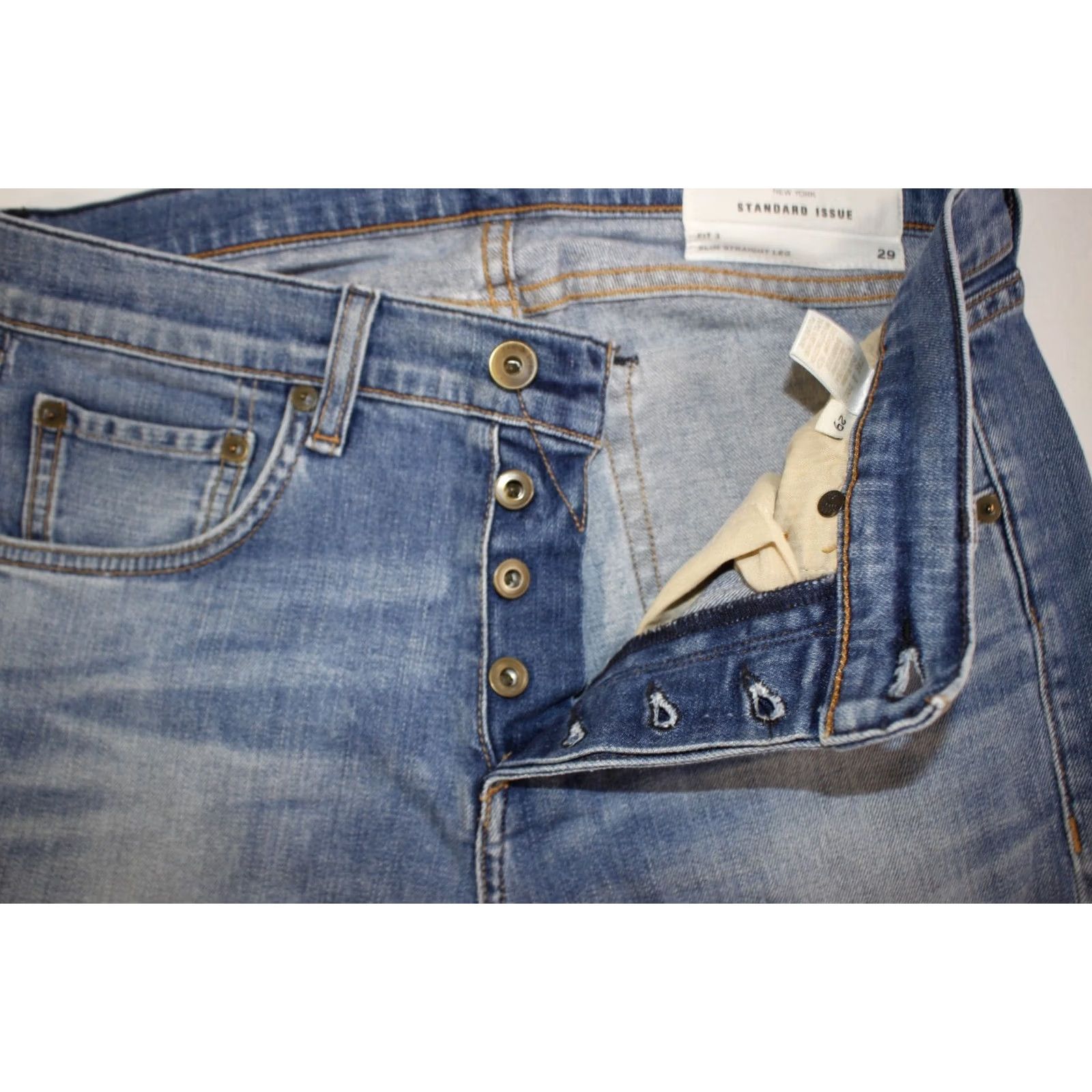 Rag & Bone rag & bone Jeans Men's 29x34 Slim Straight Button Fly USA Med Wash Size US 29 - 6 Thumbnail