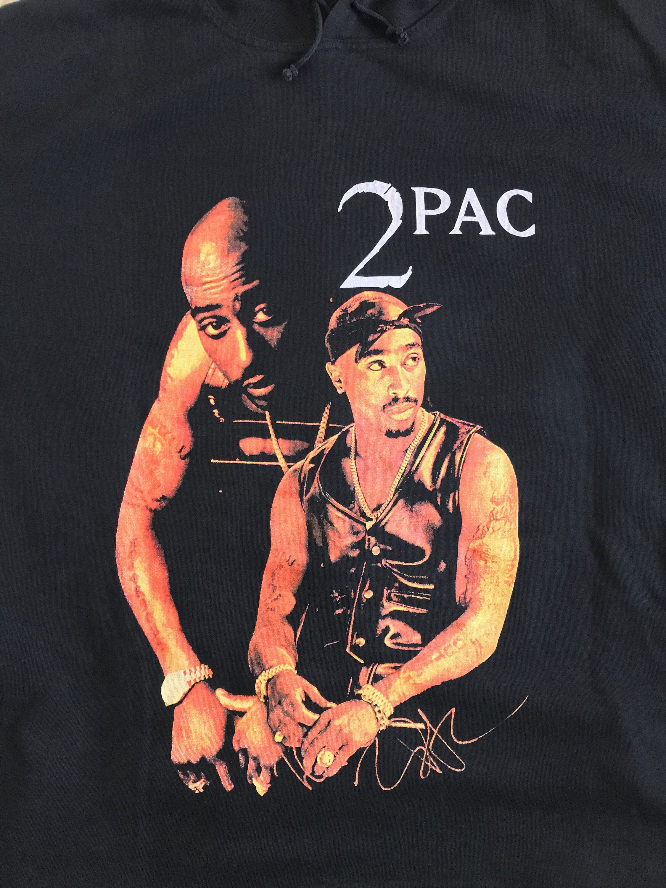 Rap Tees Vintage 90s 2PAC Hoodie Tupac Shakur Hip Hop Rap Versace Size US XL / EU 56 / 4 - 6 Thumbnail