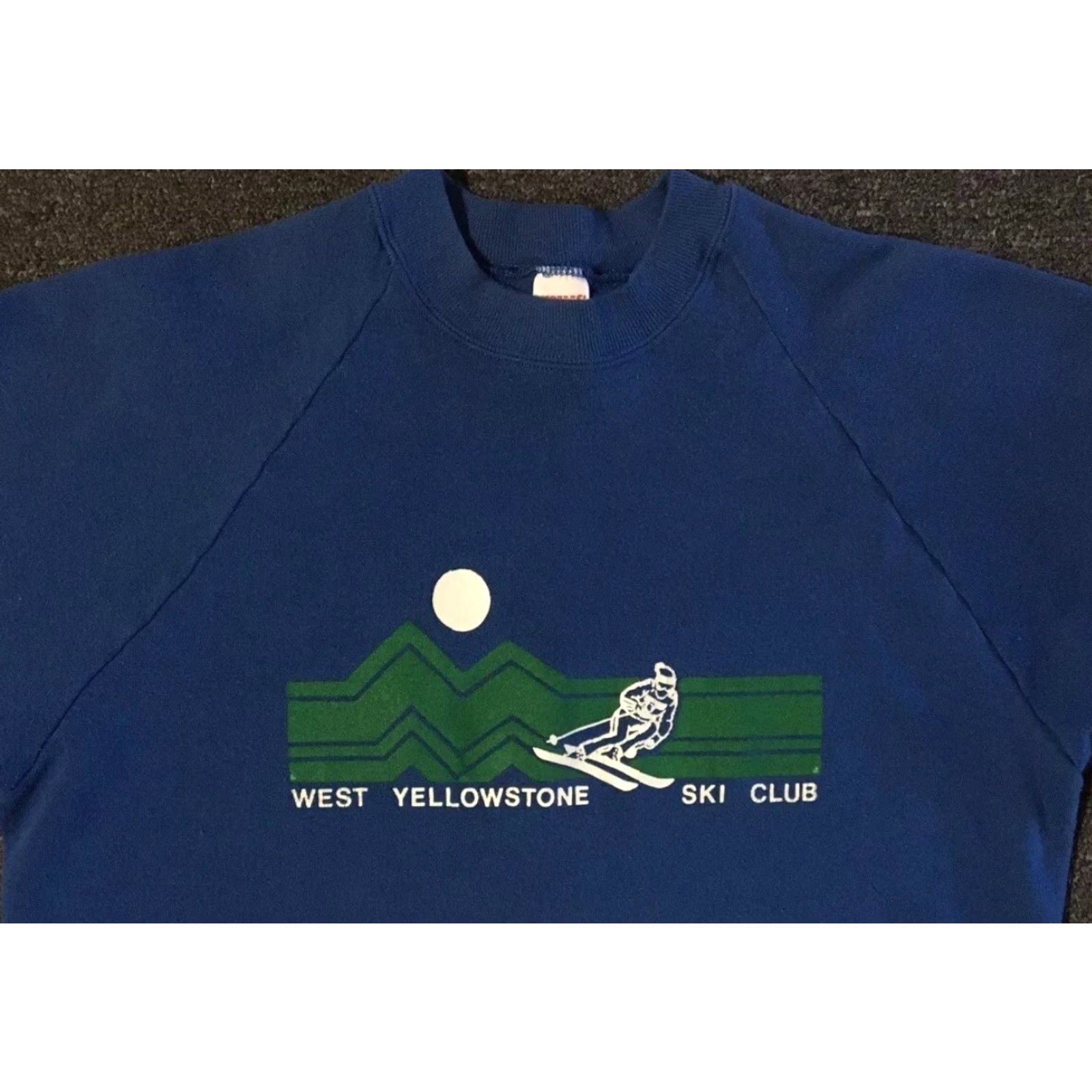 Vintage VINTAGE Yellowstone Ski Club Faded Sweatshirt S M Blue 80s 90s Grunge Ski Hoodie Men Pullover Pattern Striped USA National Park Shirt Size US S / EU 44-46 / 1 - 4 Thumbnail