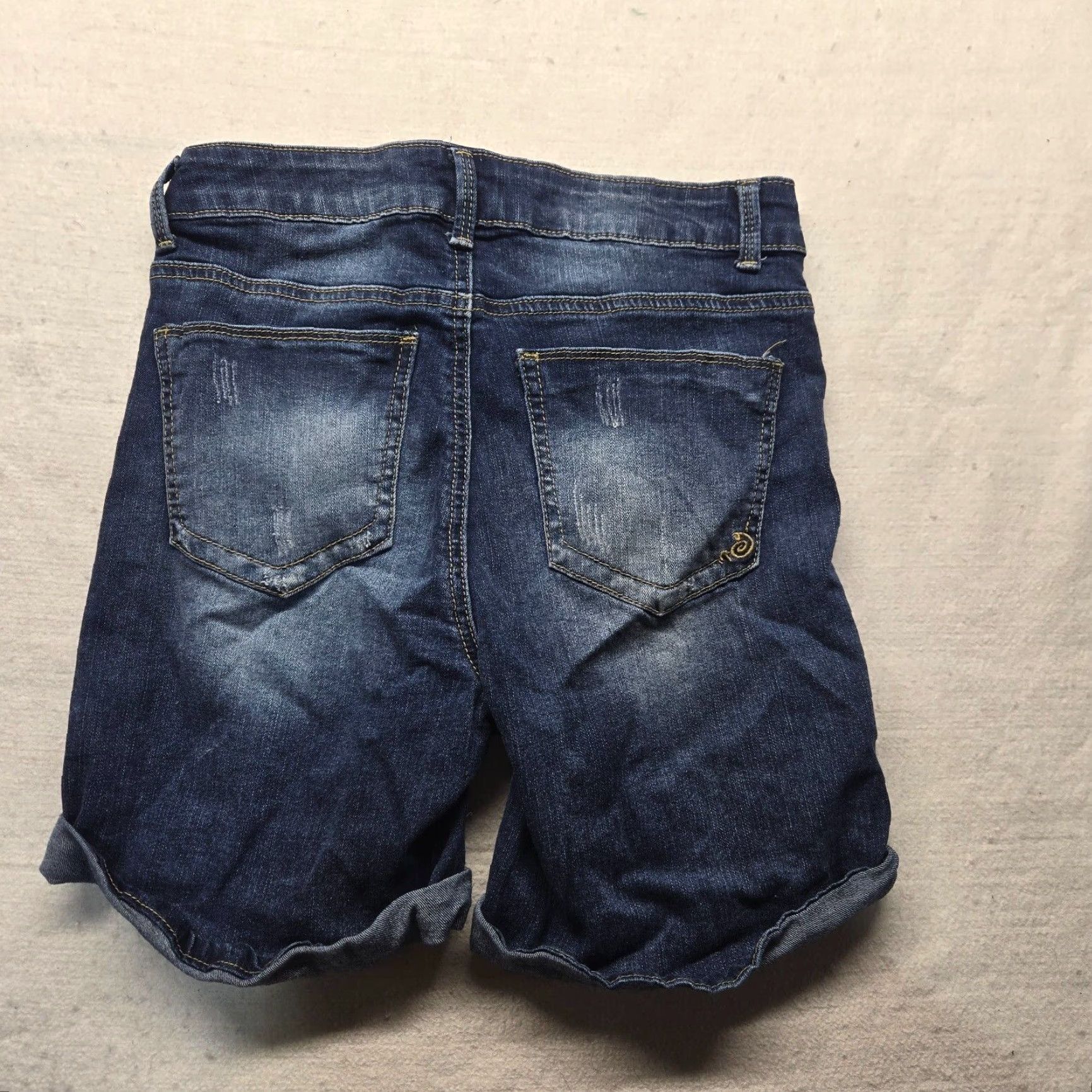 Denime Indigo Rein Denim Shorts Bermuda Adults Women 7 Blue Solid 5-Pocket Embroidered Cuffed Between Button Machine Washable 90s Theme? Size 28" / US 6 / IT 42 - 7 Thumbnail