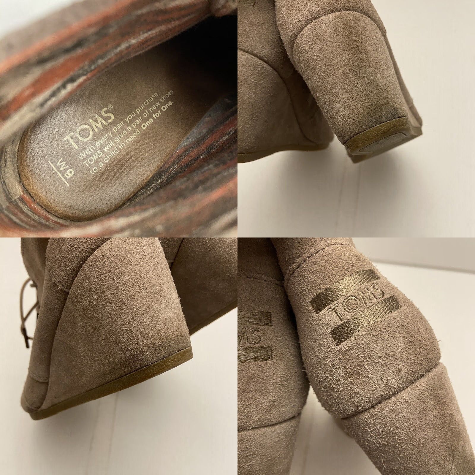 Toms TOMS Women's Ankle Bootie W9 Tan Suede Lace Up Wedge Beige Boots Size US 9 / IT 39 - 8 Thumbnail