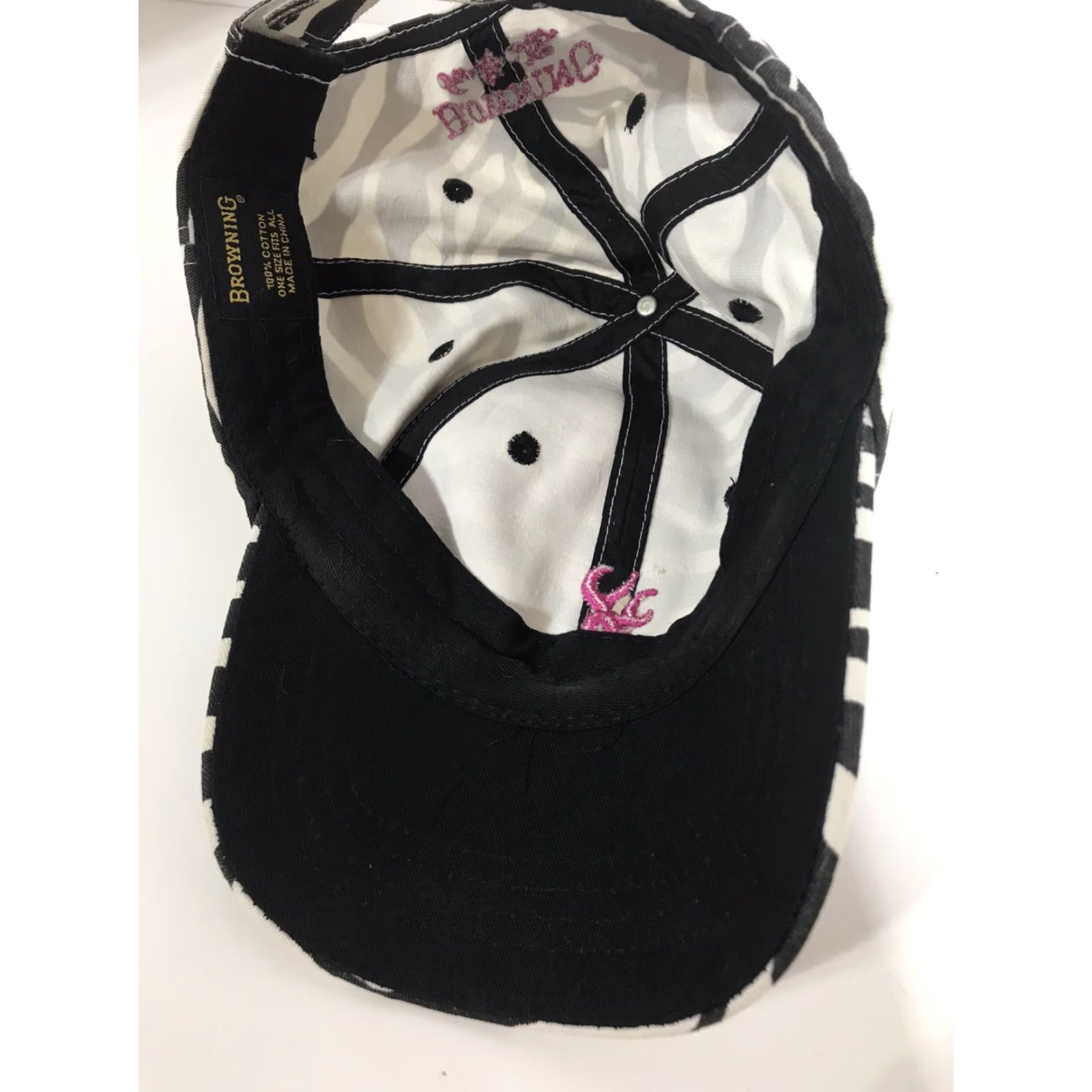 Vintage Browning For Her Zebra Print Baseball Cap - One Size - Dark Pink Logo - Women's Activewear Size ONE SIZE - 2 Thumbnail