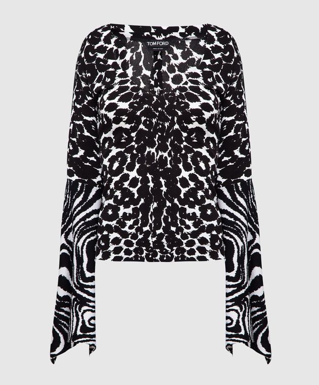 Tom Ford o1y0226 V-neck Blouse in Black/White Size XS / US 0-2 / IT 36-38 - 1 Thumbnail