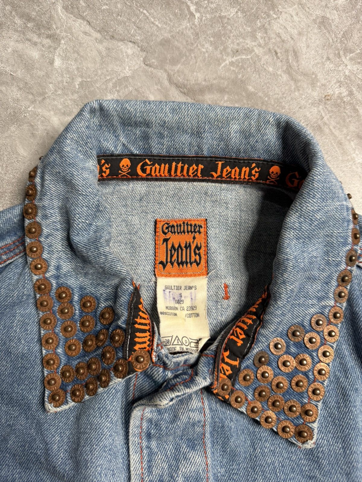 Jean Paul Gaultier Archival Jean Paul Gaultier Rivet Studded Cropped Denim JKT Size US S / EU 44-46 / 1 - 10 Thumbnail