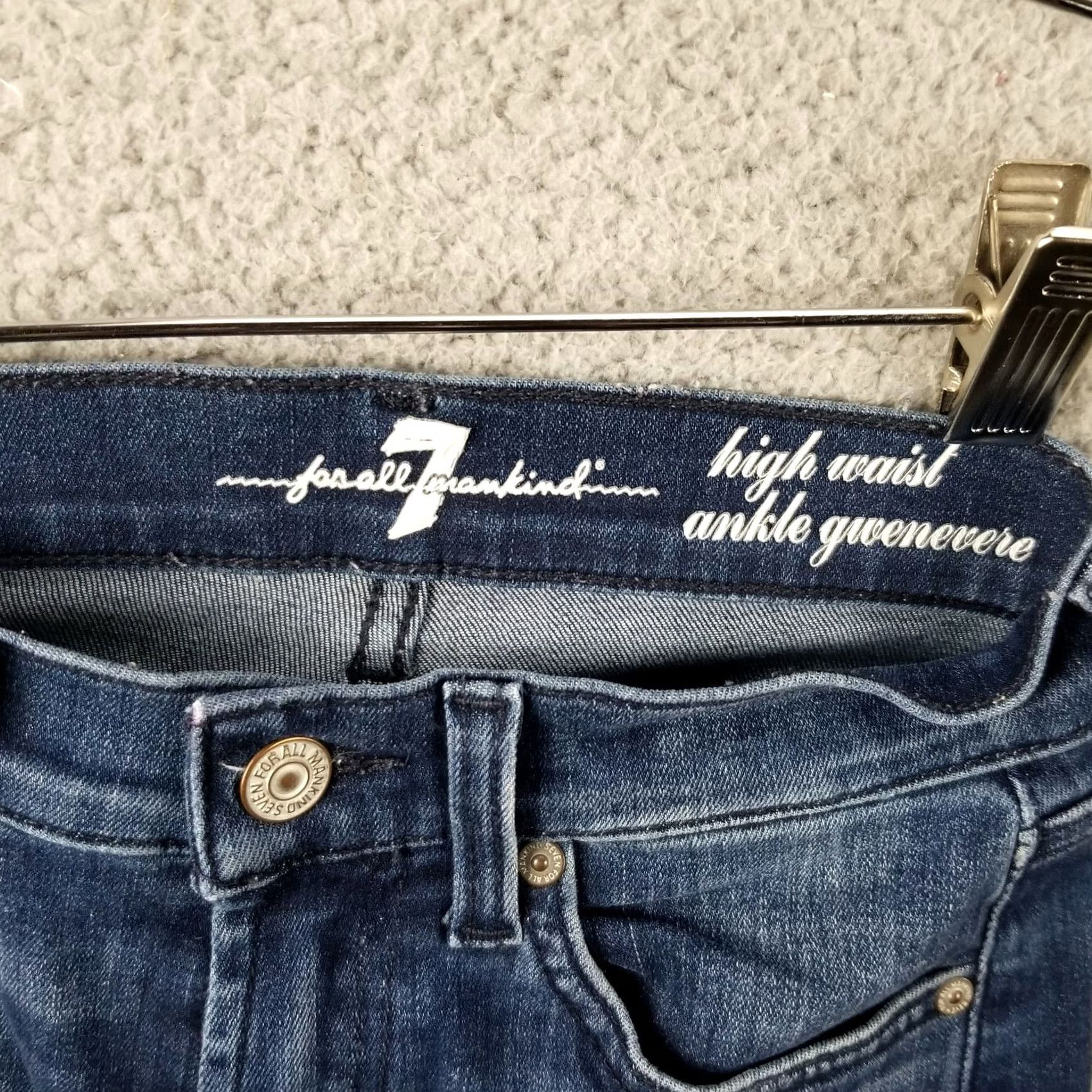 7 For All Mankind 7 For All Mankind Jeans Women 25 Gwenevere Slim Skinny Ankle High Waist 90s Blue Denim Stretch Button Embroidered Mens Womens Girls Size 42" / US 20 - 2 Thumbnail