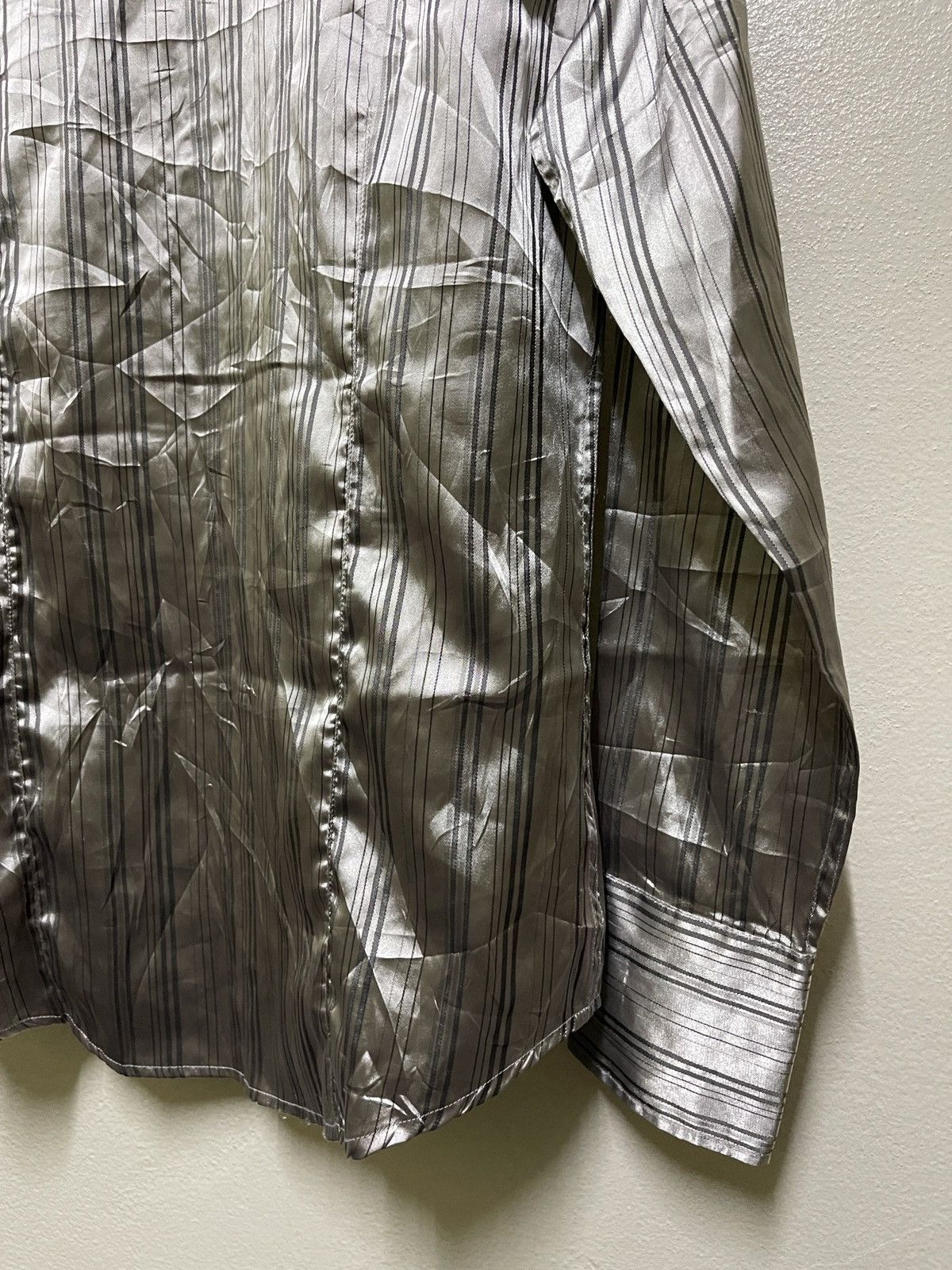 Japanese Brand × semanticdesign Semantic Design Silver Striped Shirt Size US L / EU 52-54 / 3 - 12 Thumbnail