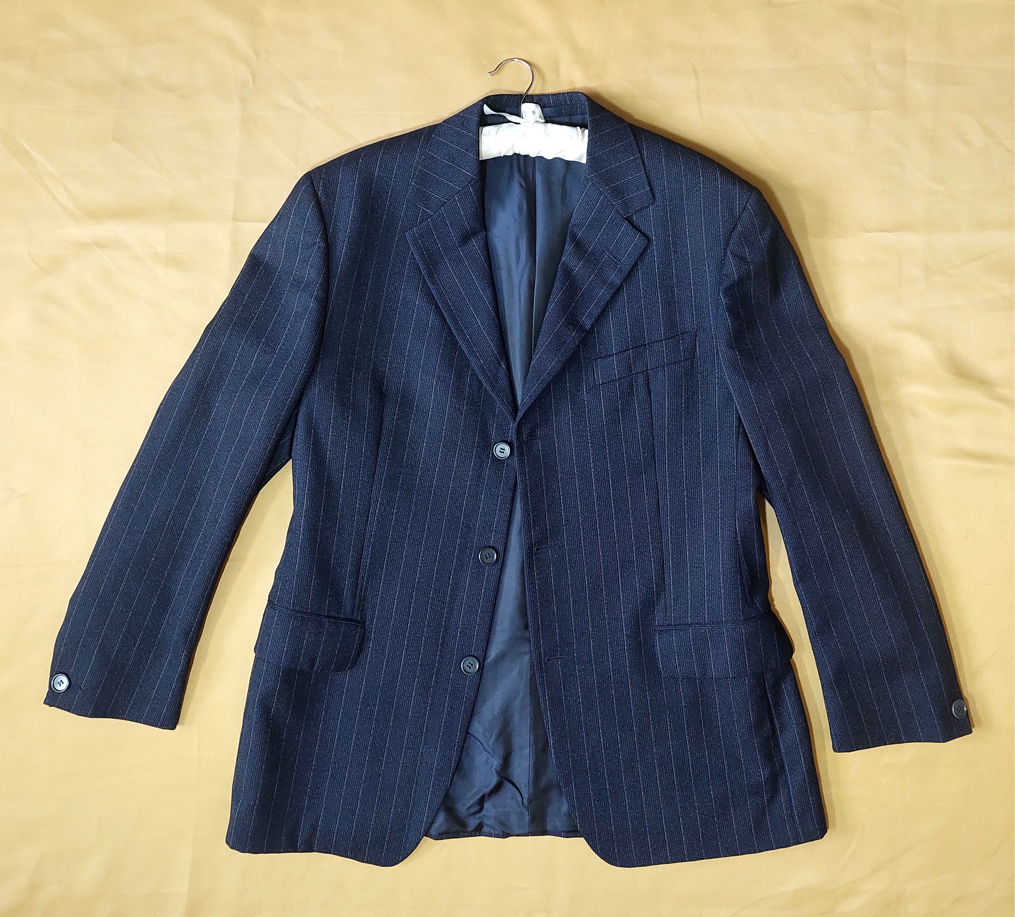 Romeo Gigli Romeo Gigli Wool Blazer Navy Pinstripe 90s Mens Size 50 IT Size 50R - 1 Thumbnail
