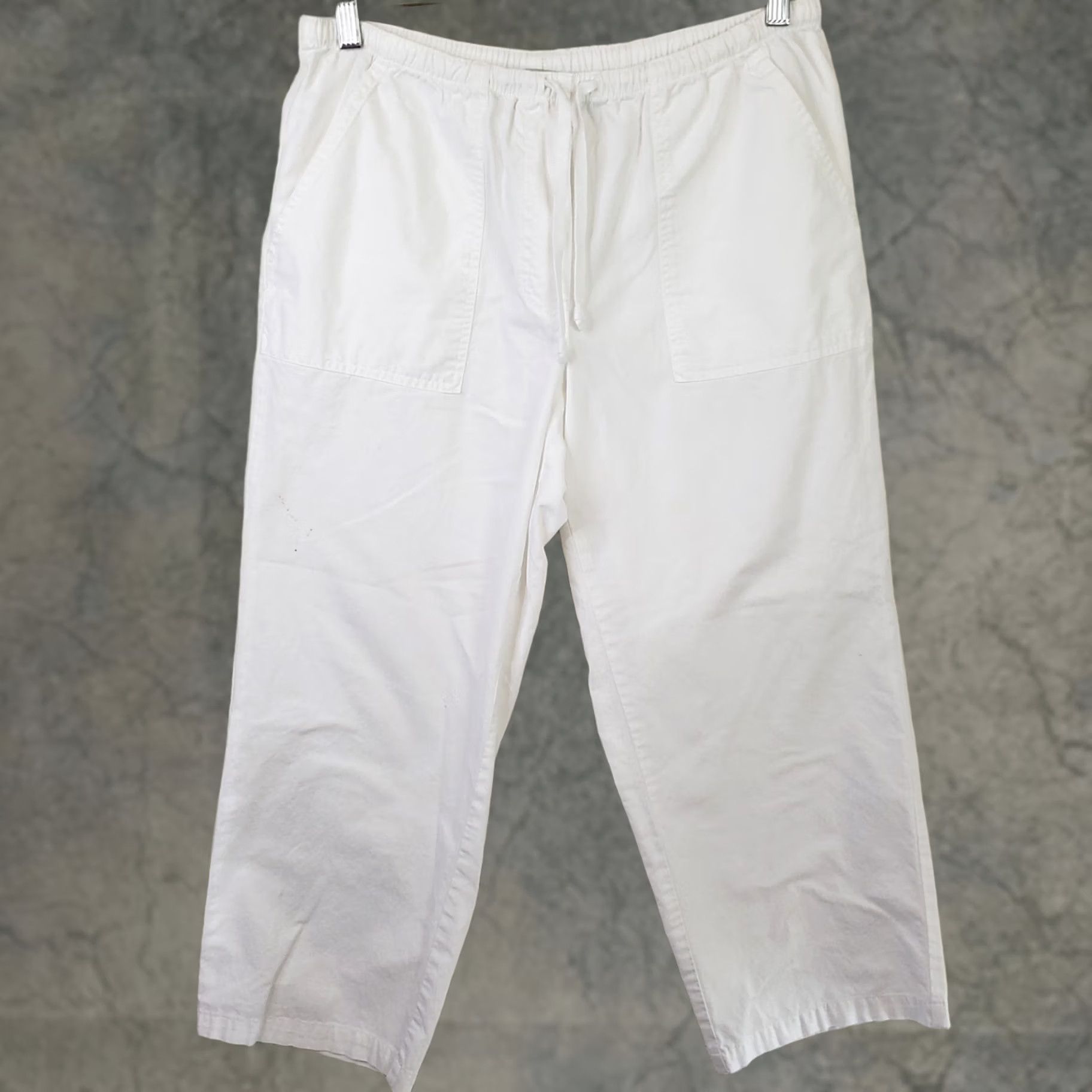 Vintage L.L. Bean Pants Women's S White Cotton Straight Leg Drawstring 30Wx23.5L Vintage No Size 36" / US 14 / IT 50 - 1 Thumbnail
