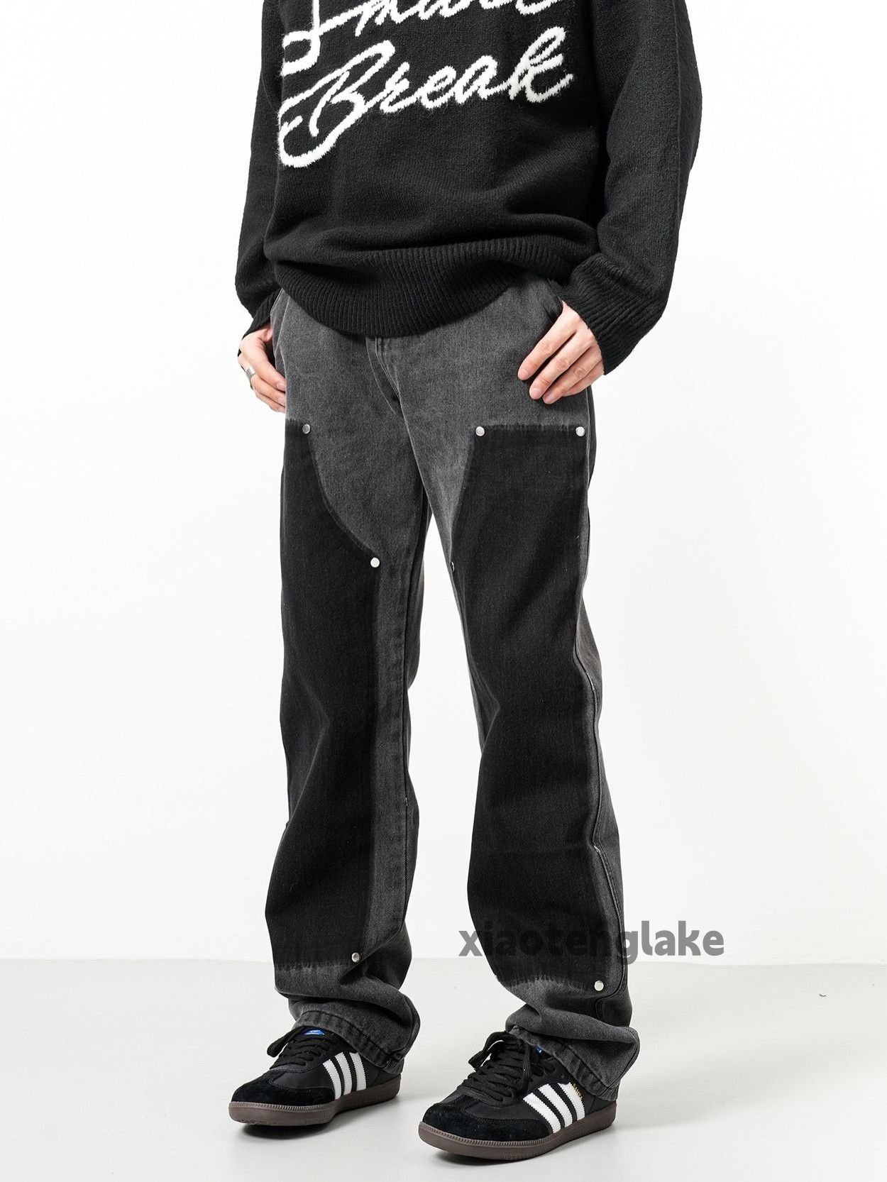 washed faded utility skate hiphop carpenter cargo jeans