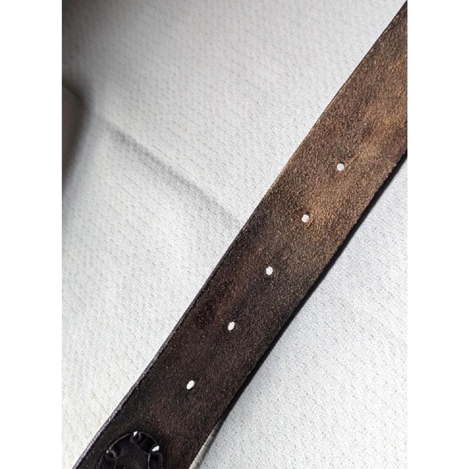 Vintage VINTAGE handmade western belt MEN 32 Brown leather Tooled braided cowhide buckle belt 1-5/8" wide Size 32 Mens Size 32 - 3 Thumbnail
