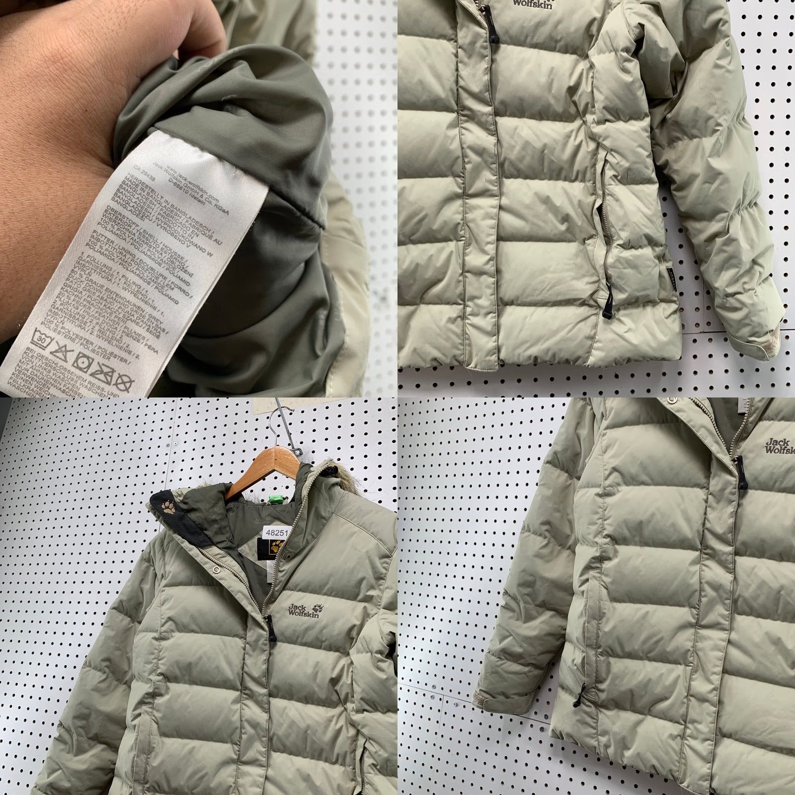 Jack Wolfskin Jack Wolfskin Down Puffer Jacket Womens Large Beige Hooded Fur Trim - Parka, Casual, Winter, Spring, Regular Fit, Zip Hooded, Quilted, XS-XL? Size L / US 10 / IT 46 - 8 Thumbnail