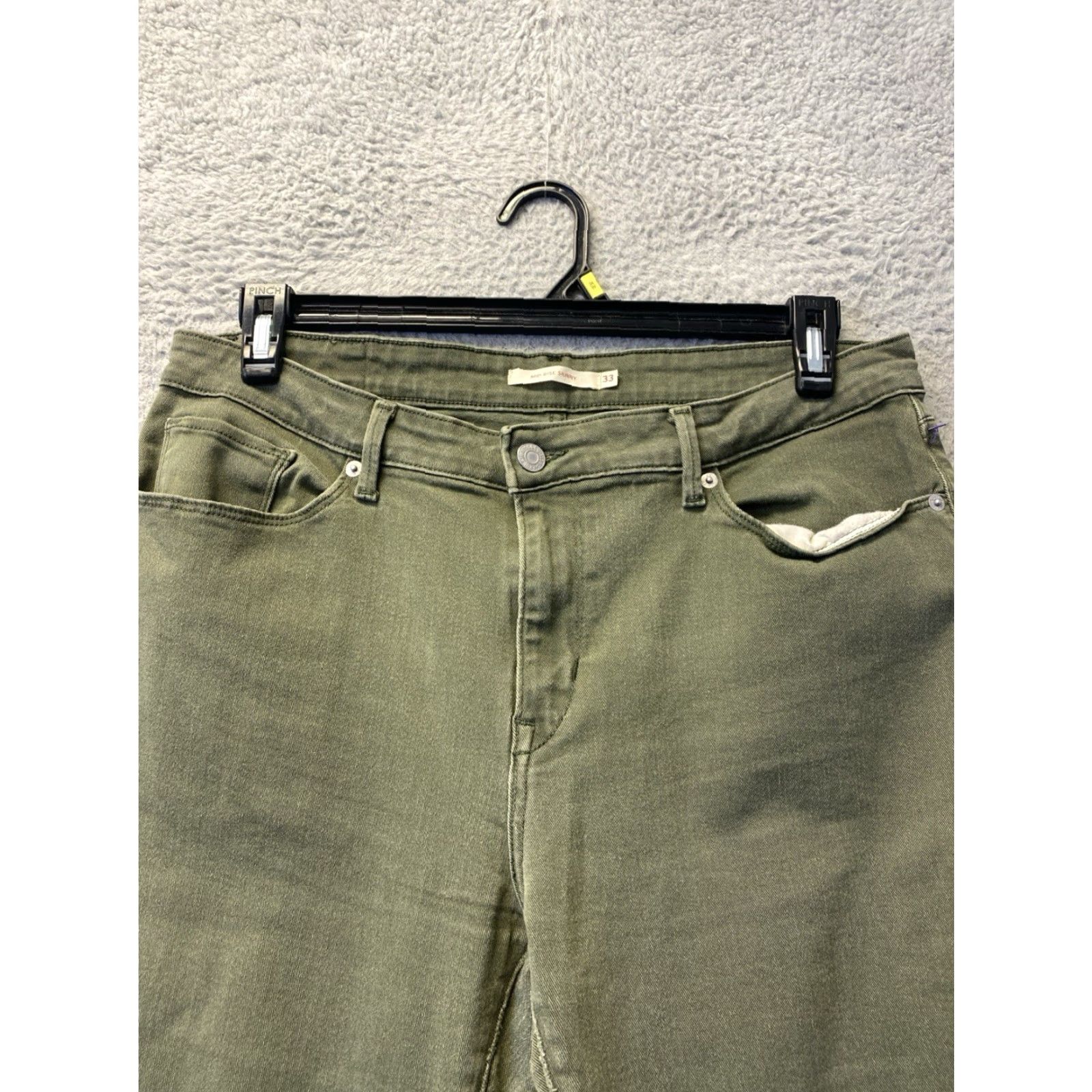 Levi's Levi's Women's Mid Rise Skin Jeans Pants 34x30 Green Denim Cotton Elastodiene Straight Leg Relaxed Fit Front Pocket Back Pocket Coin Pocket Womens Size 24" / US 00 / IT 34 - 2 Thumbnail