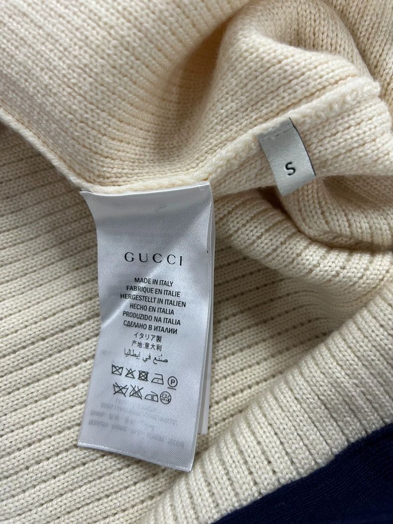 Gucci Gucci Baby's same red and blue striped lace beige wool knit Size US S / EU 44-46 / 1 - 6 Thumbnail