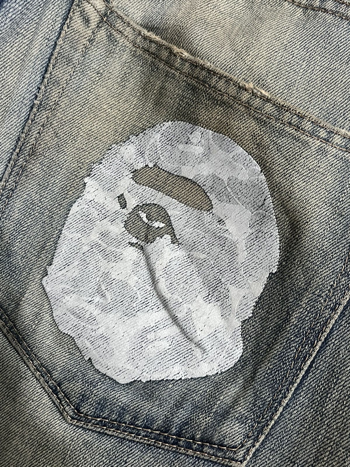 Bape Vintage A Bathing Ape BAPE Daicock Ape Head Ripped Jeans Size US 30 / EU 46 - 9 Thumbnail