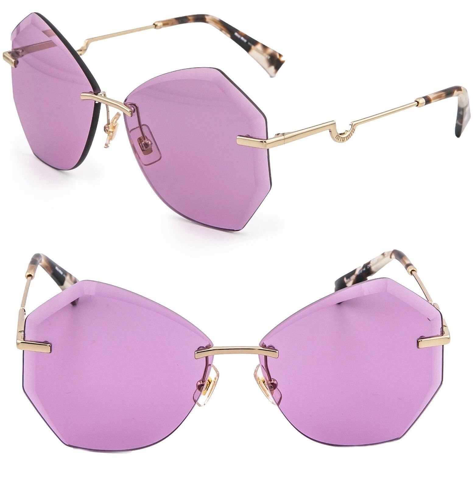 Miu Miu MIU MIU CHARM MU55XS Gold Pink Geometric Luxury Fashion 55X Size ONE SIZE - 1 Thumbnail