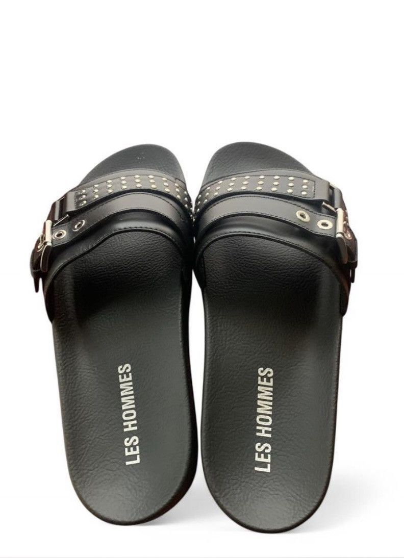 Les Hommes Les Hommes Pasha Black leather and studded slides Size US 11.5 / EU 44-45 - 2 Thumbnail