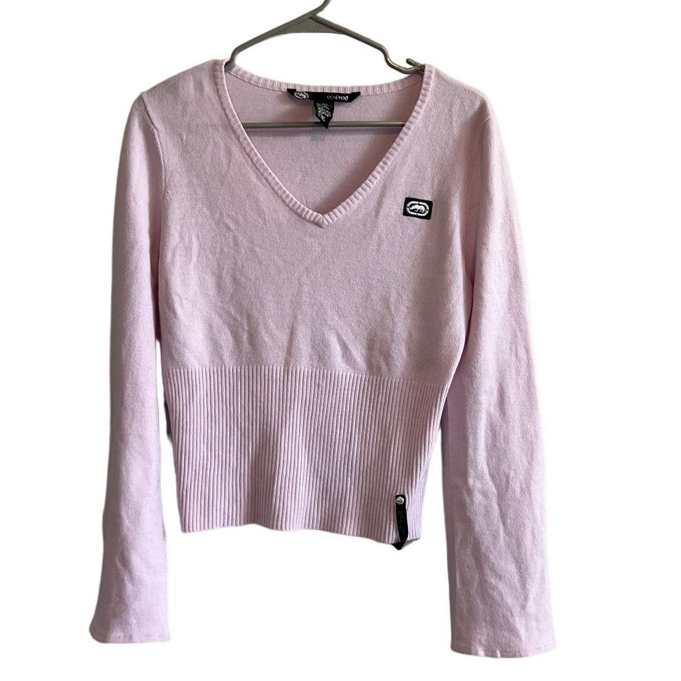 Ecko Unltd. Pink Y2K Ecko Fitted V-Neck long sleeve soft knit sweater Size L / US 10 / IT 46 - 2 Thumbnail