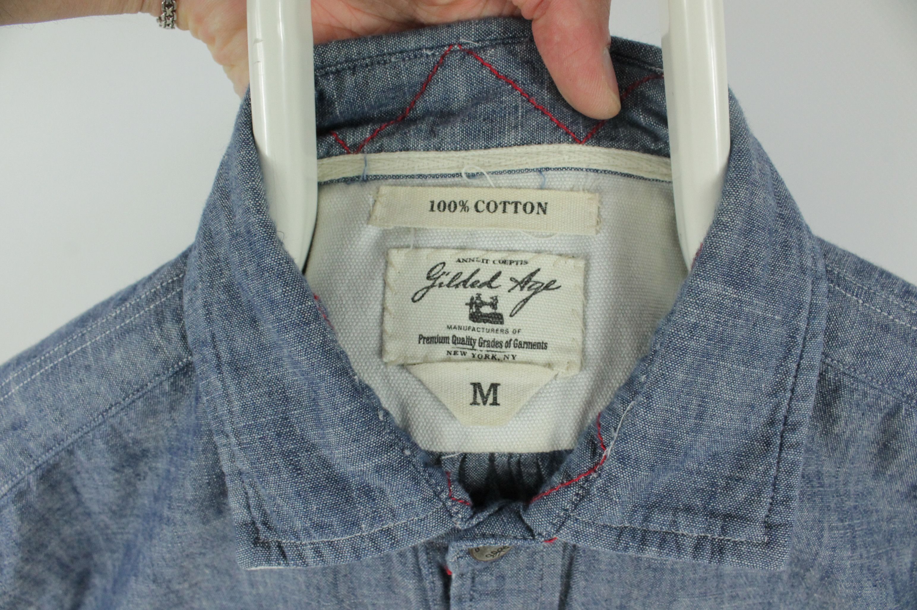 Gilded Age Gilded Age NYC Blue Cotton Shirt Men's Size US M / EU 48-50 / 2 - 3 Thumbnail
