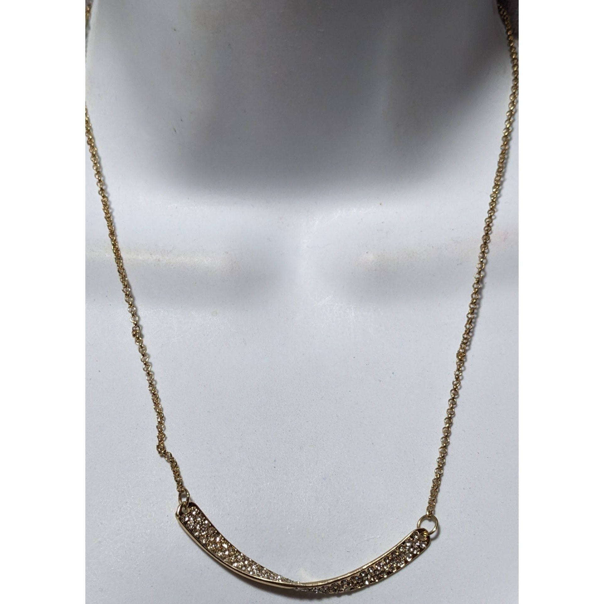 Other Sparkly Glam Gold Rhinestone Twisted Bar Necklace Size ONE SIZE - 8 Thumbnail