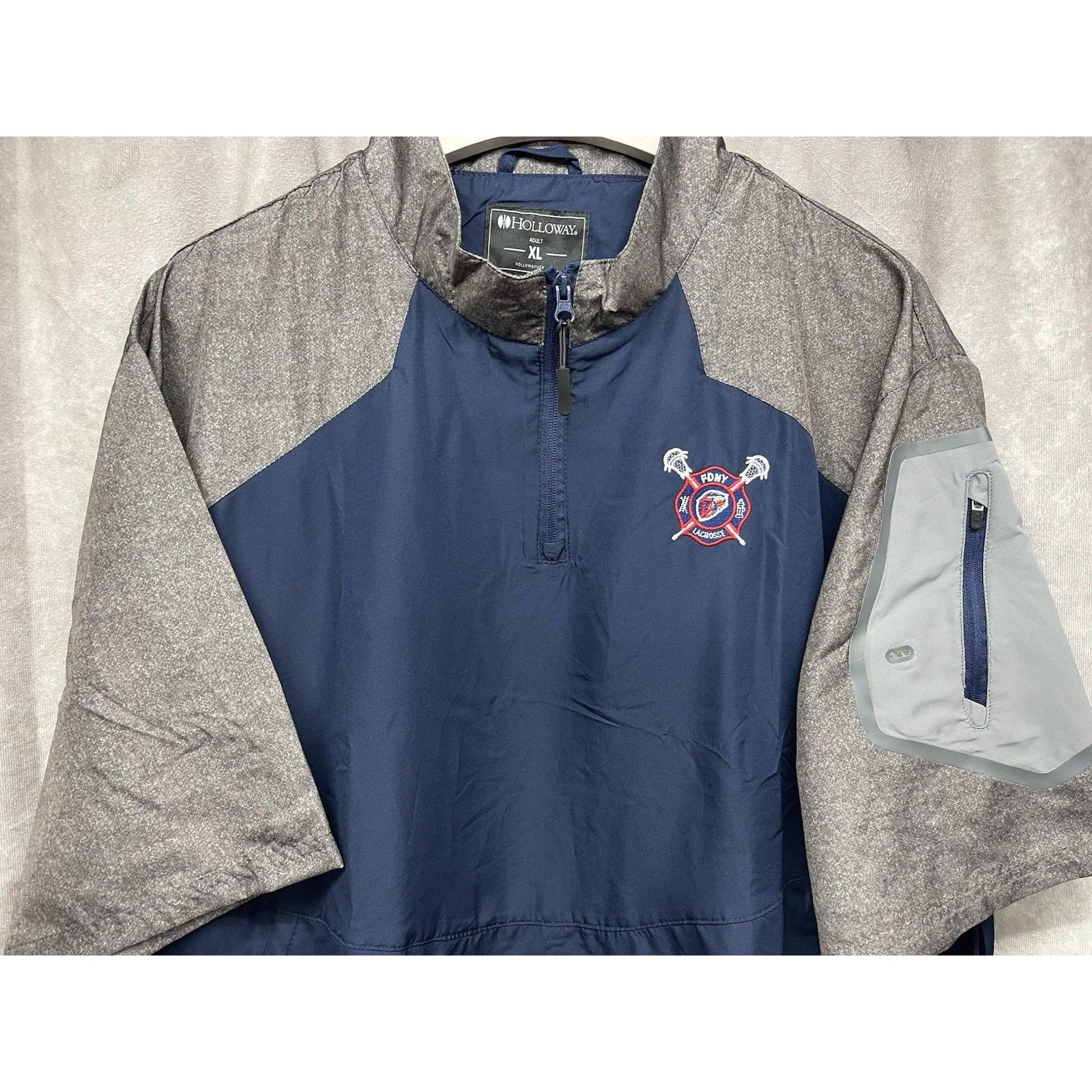 Holloway FDNY Lacrosse 1/4 Zip Pullover Track Jacket Windshirt Adult Size US XL / EU 56 / 4 - 4 Thumbnail