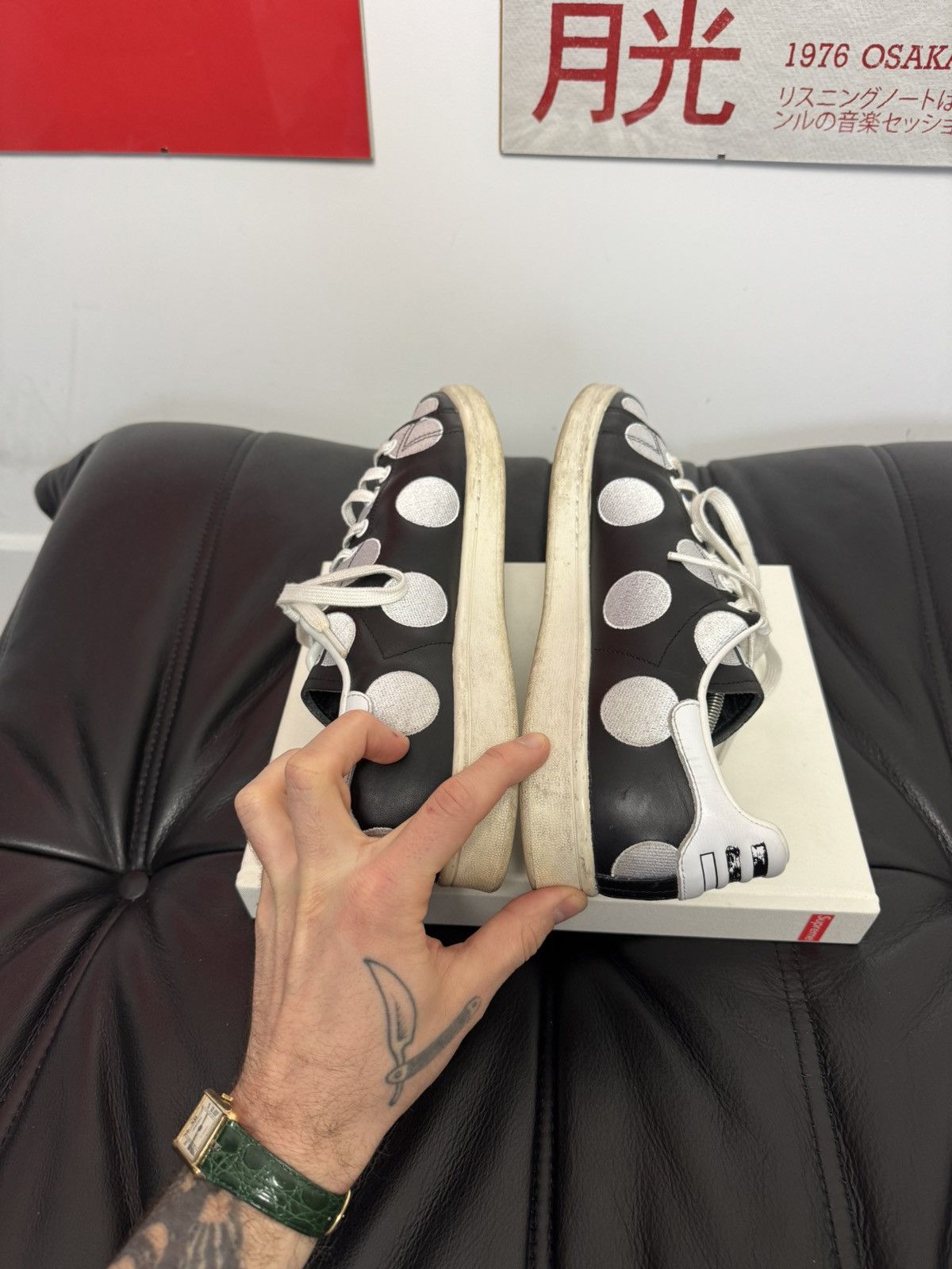 Adidas × Pharrell Adidas Pharrell x Stan Smith Polka Dot Leather Low Top Black Size US 11 / EU 44 - 8 Thumbnail