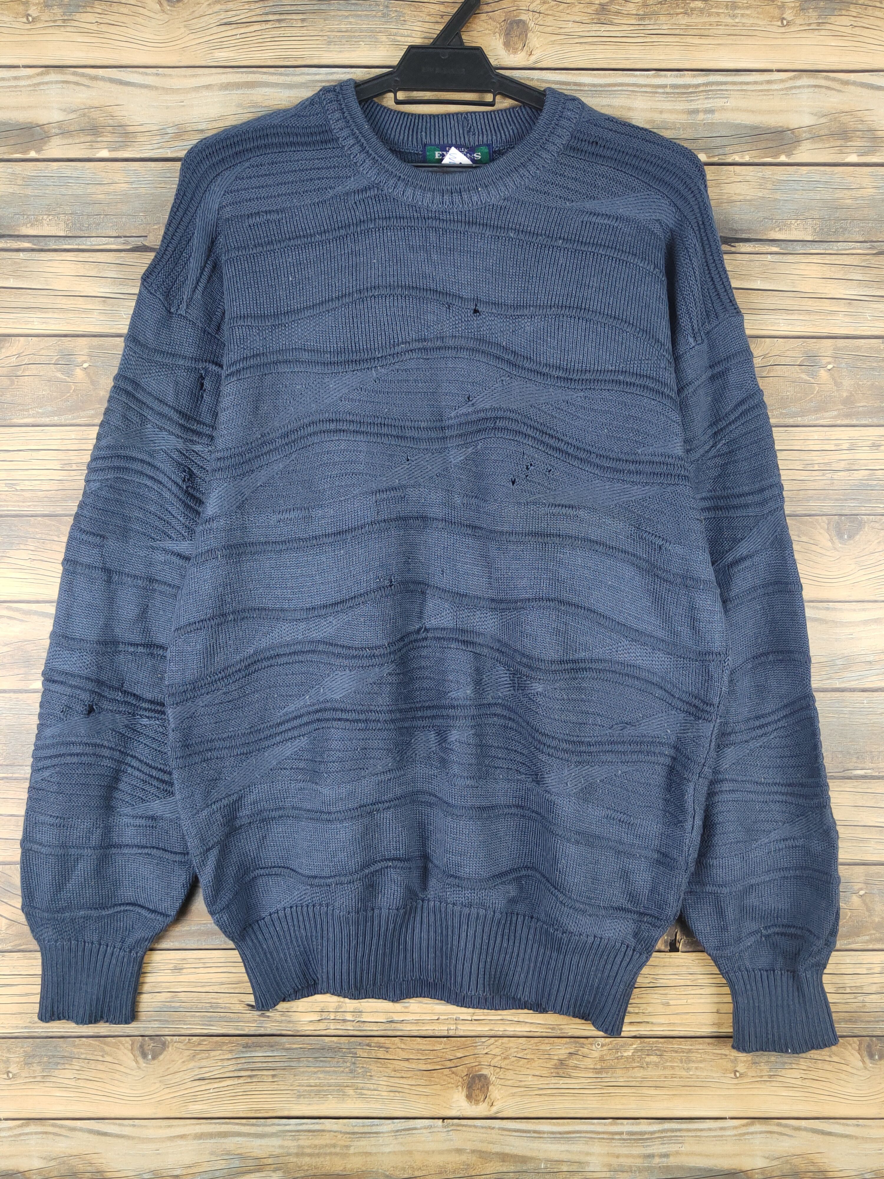 Vintage Exvess ripped distressed Blue Knitwear Sweatshirts #W1523 Size US M / EU 48-50 / 2 - 1 Thumbnail