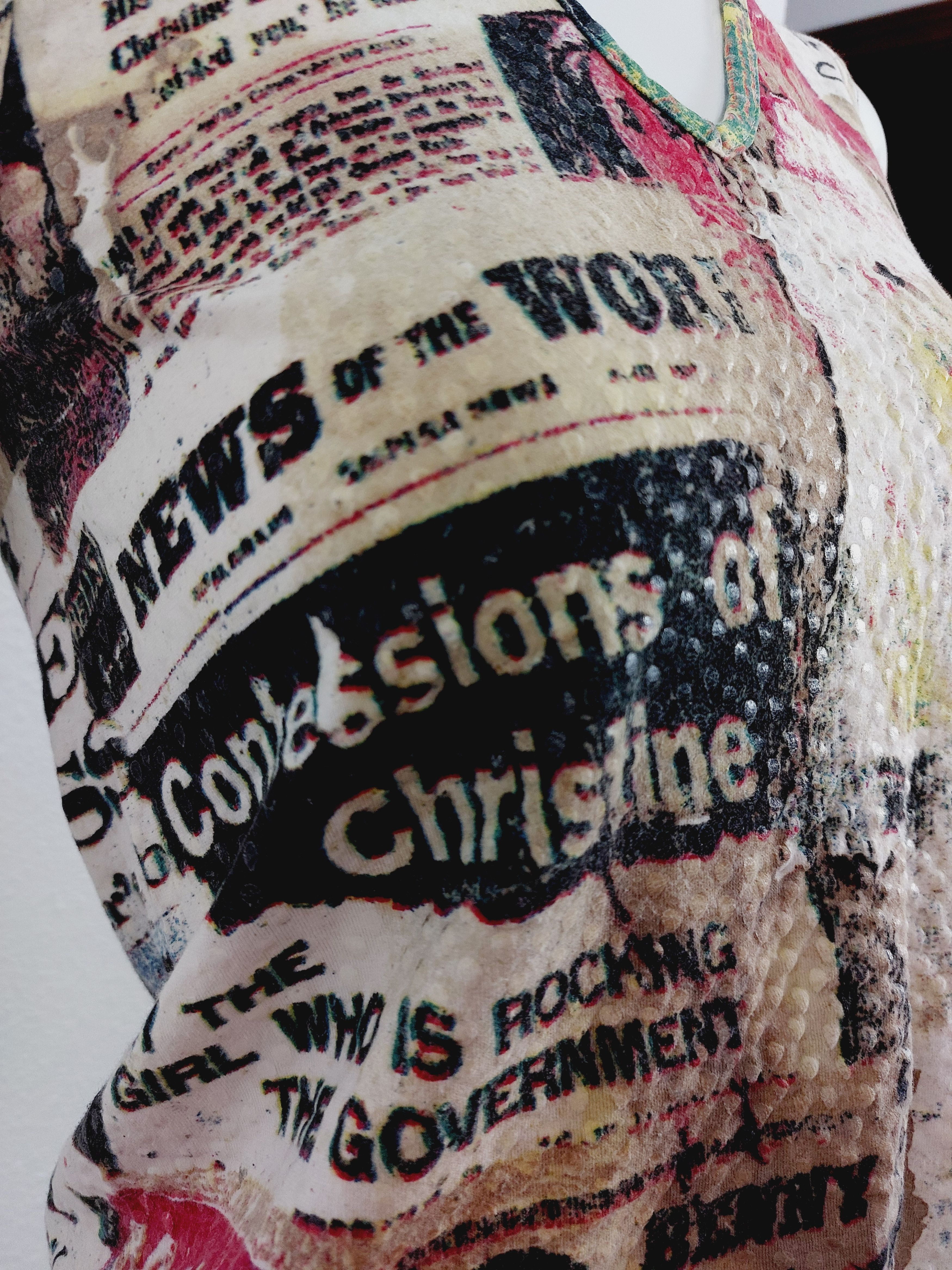 Roberto Cavalli Roberto Cavalli Newspaper Gazette Galliano Stamp Top Size S / US 4 / IT 40 - 8 Thumbnail