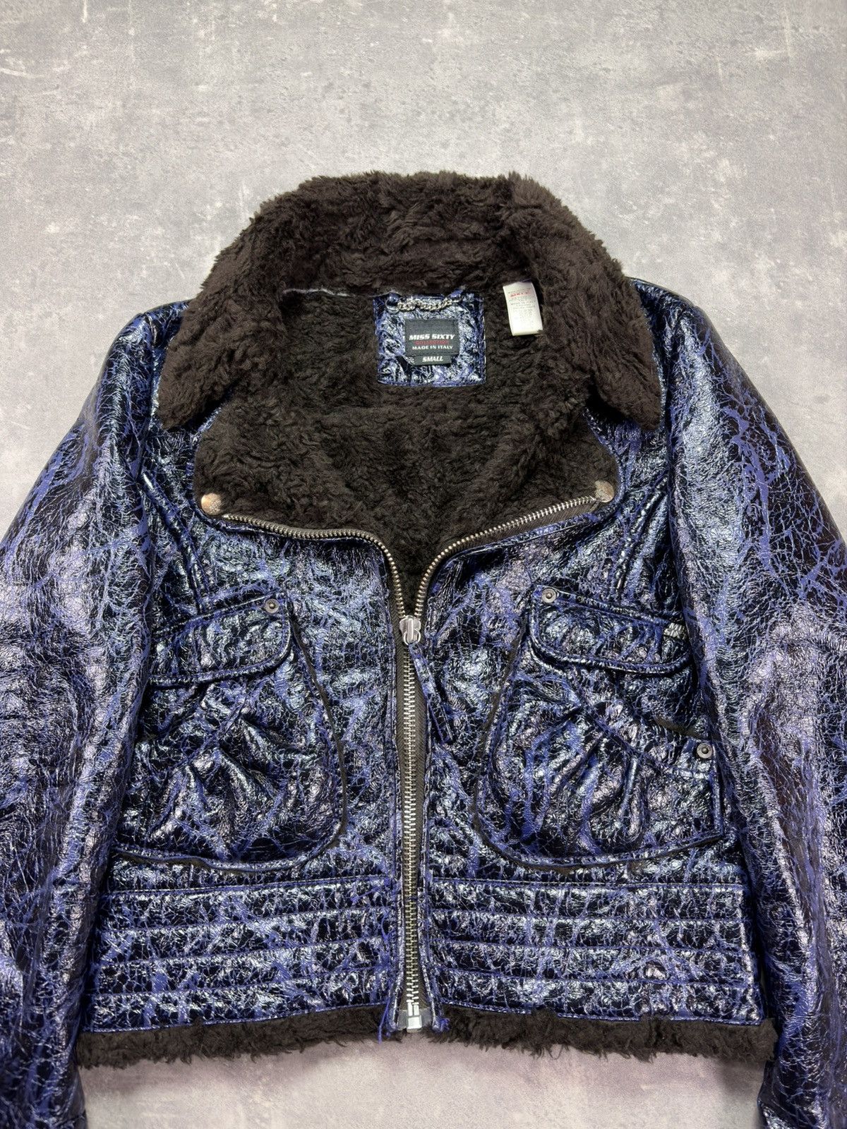 Miss Sixty 00s Miss Sixty Faux Fur Lined Shirt Cropped Biker Jacket S Size S / US 4 / IT 40 - 7 Thumbnail