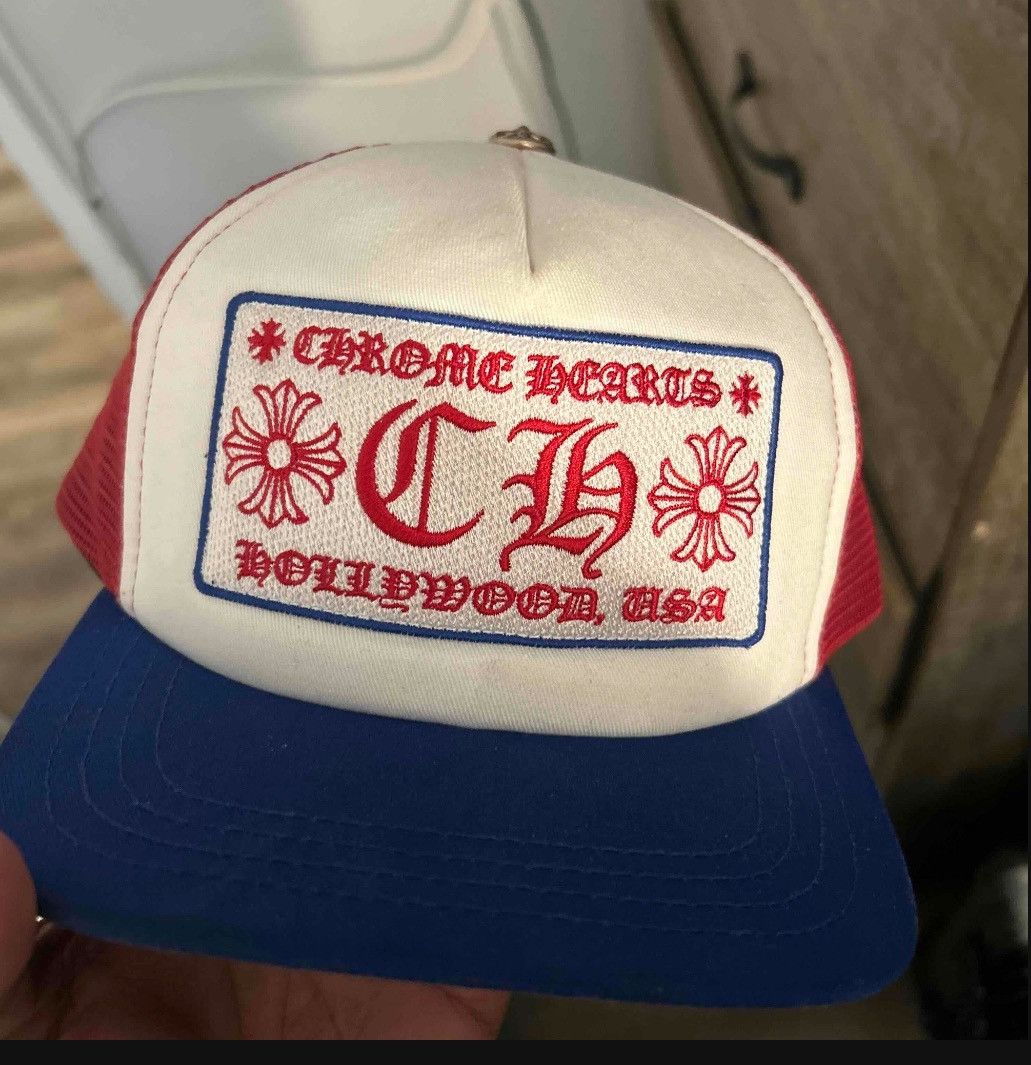 Chrome Hearts Hollywood USA Trucker Hat blue/white/red Size ONE SIZE - 2 Thumbnail