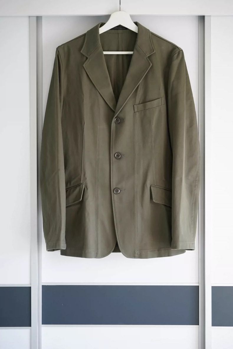 Yohji Yamamoto Yohji Yamamoto Yohji Yamamoto Olive Green Zip Blazer Size US M / EU 48-50 / 2 - 1 Thumbnail