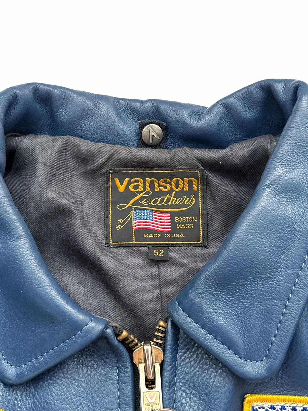Vanson Leathers 1/1 Genesis NYC Blue Leather Zip Jacket Size US L / EU 52-54 / 3 - 7 Thumbnail