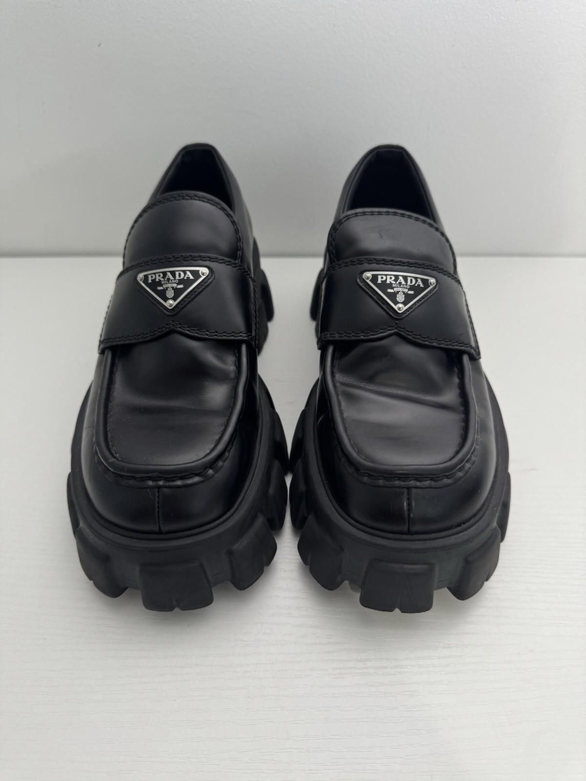 Prada Prada Monolith Loafers Black Leather Women’s Sz 6.5 Size US 7.5 / IT 37.5 - 3 Thumbnail