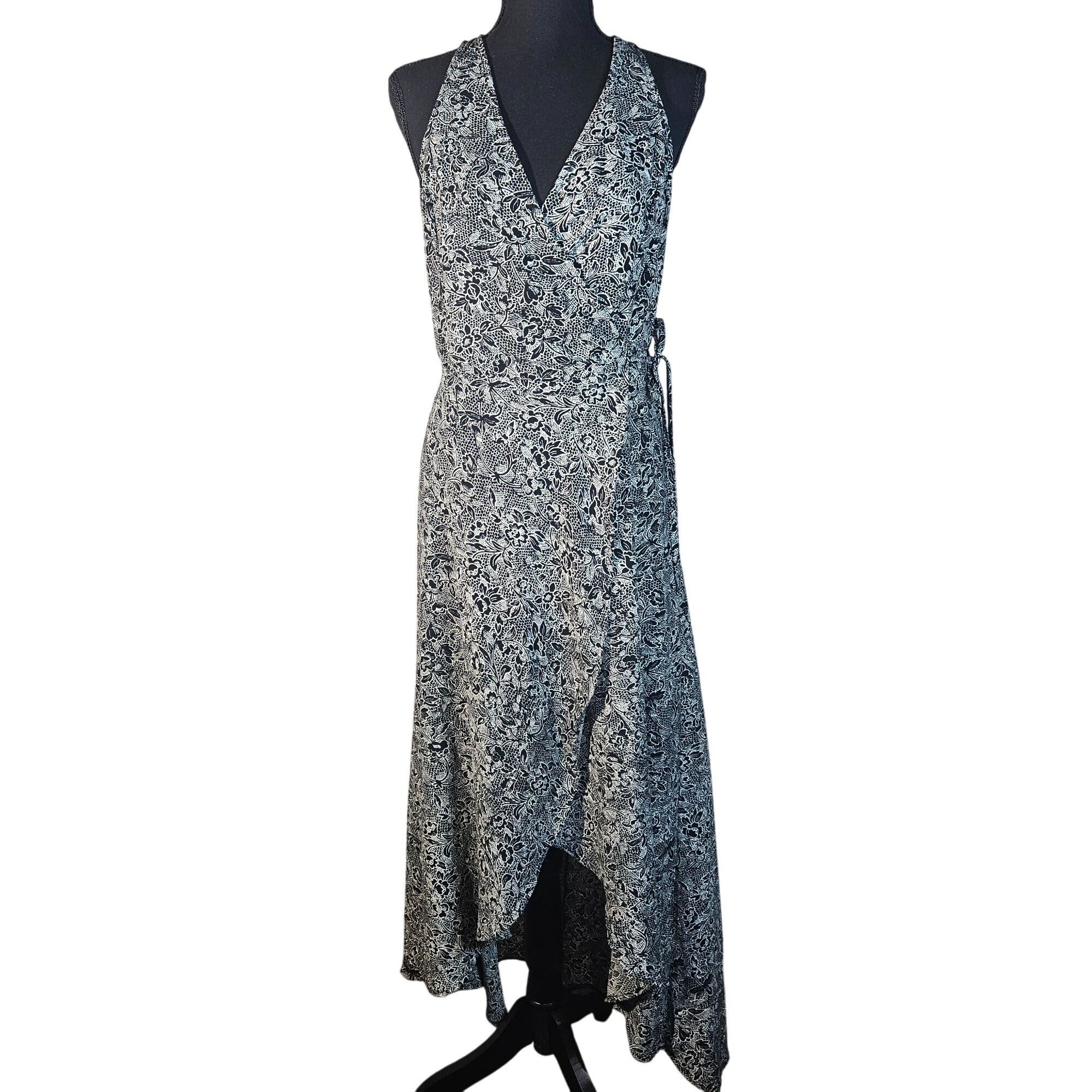Abercrombie & Fitch Abercrombie & Fitch Black Floral Wrap Dress Small Sleeveless Size S / US 4 / IT 40 - 9 Thumbnail