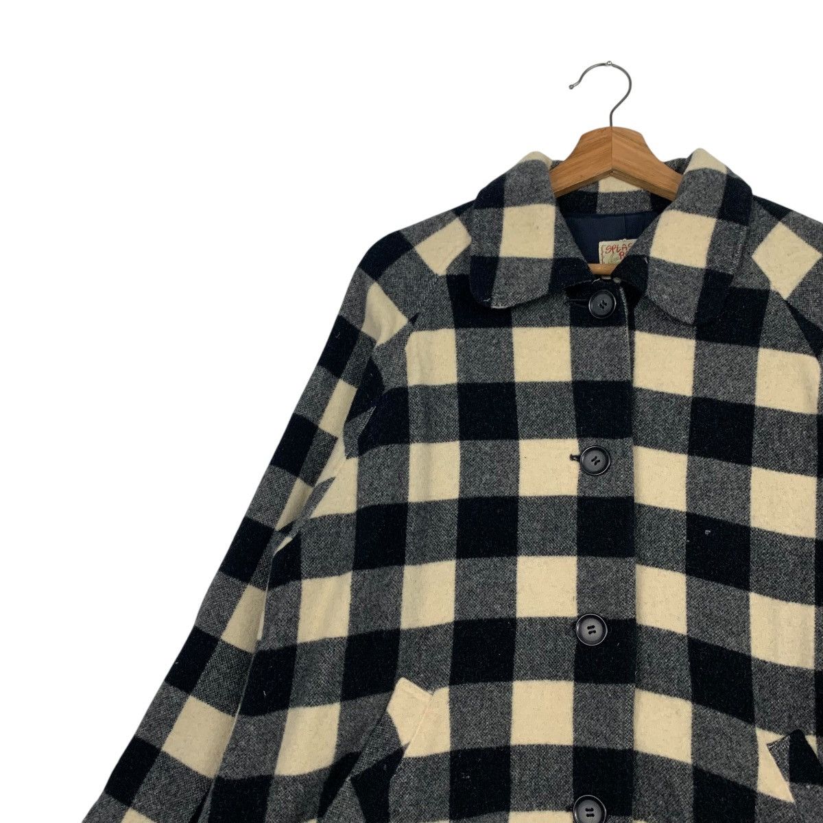 Japanese Brand SPLASH ROAD Checked Wool Coat Jacket #2265-C100 Size XL / US 12-14 / IT 48-50 - 6 Thumbnail