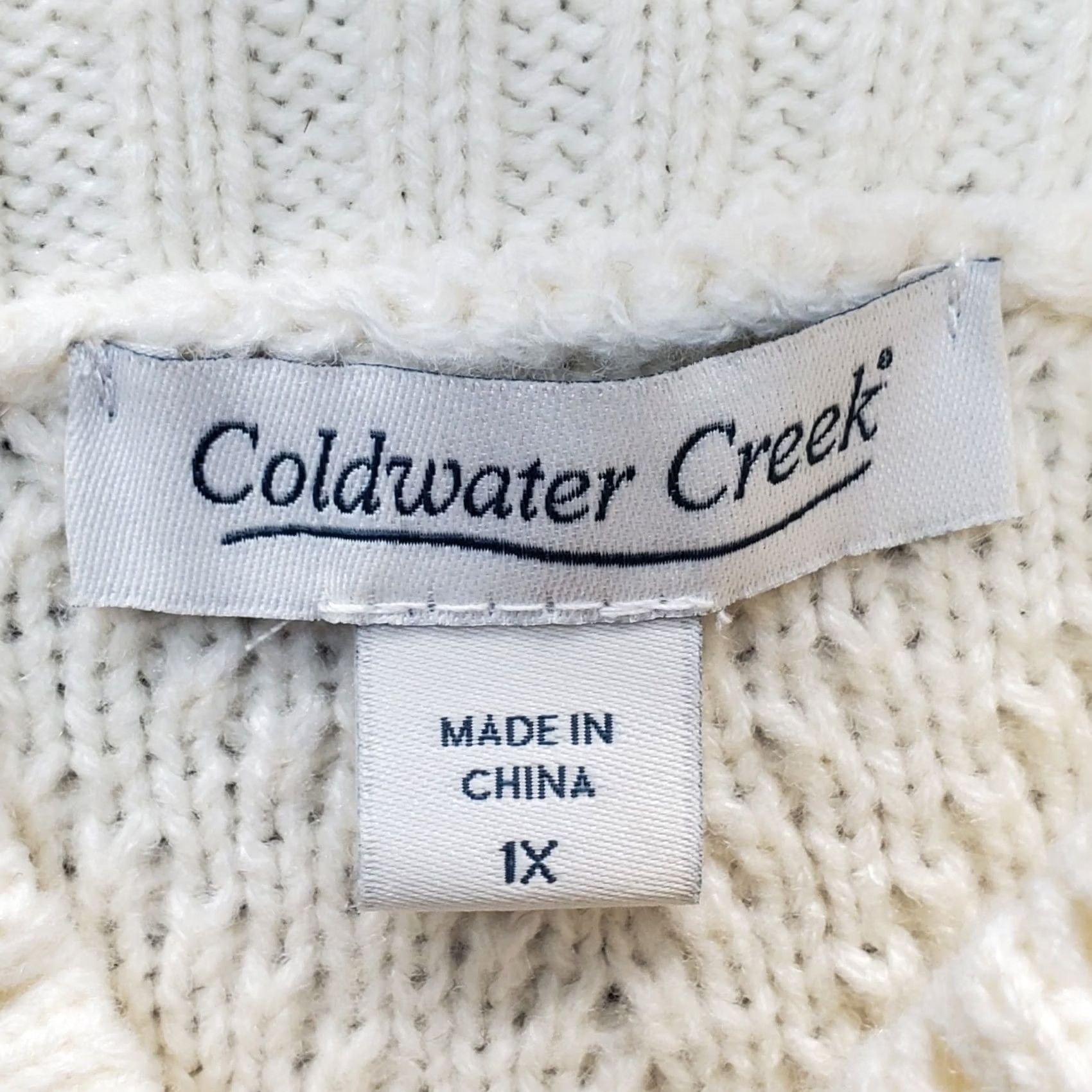 Coldwater Creek Coldwater Creek Sweater Womens 1X White Diamond Knitted Raglan Sleeve Mock Neck Size XL / US 12-14 / IT 48-50 - 7 Thumbnail