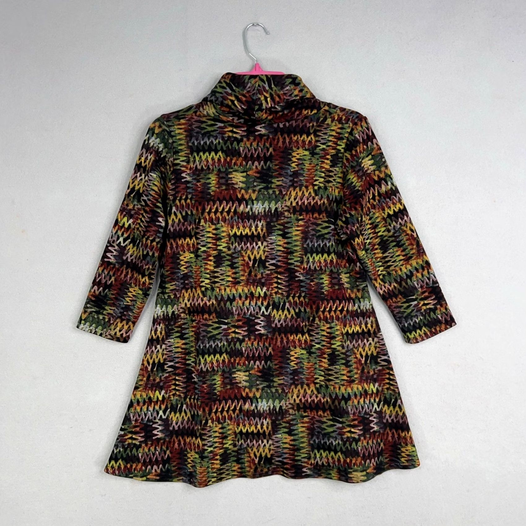 Rainbow Andria Lieu Top Womens Medium Black Colorful Rainbow Zigzag Tunic Artsy Eclectic Size M / US 6-8 / IT 42-44 - 7 Thumbnail