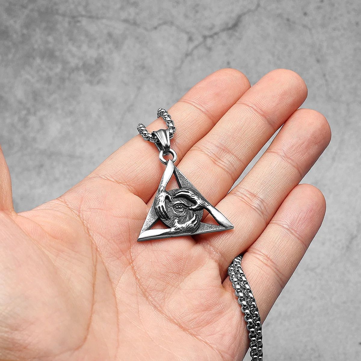Jewelry Eye of Light Pendants Retro Triangle Necklace Size ONE SIZE - 3 Thumbnail