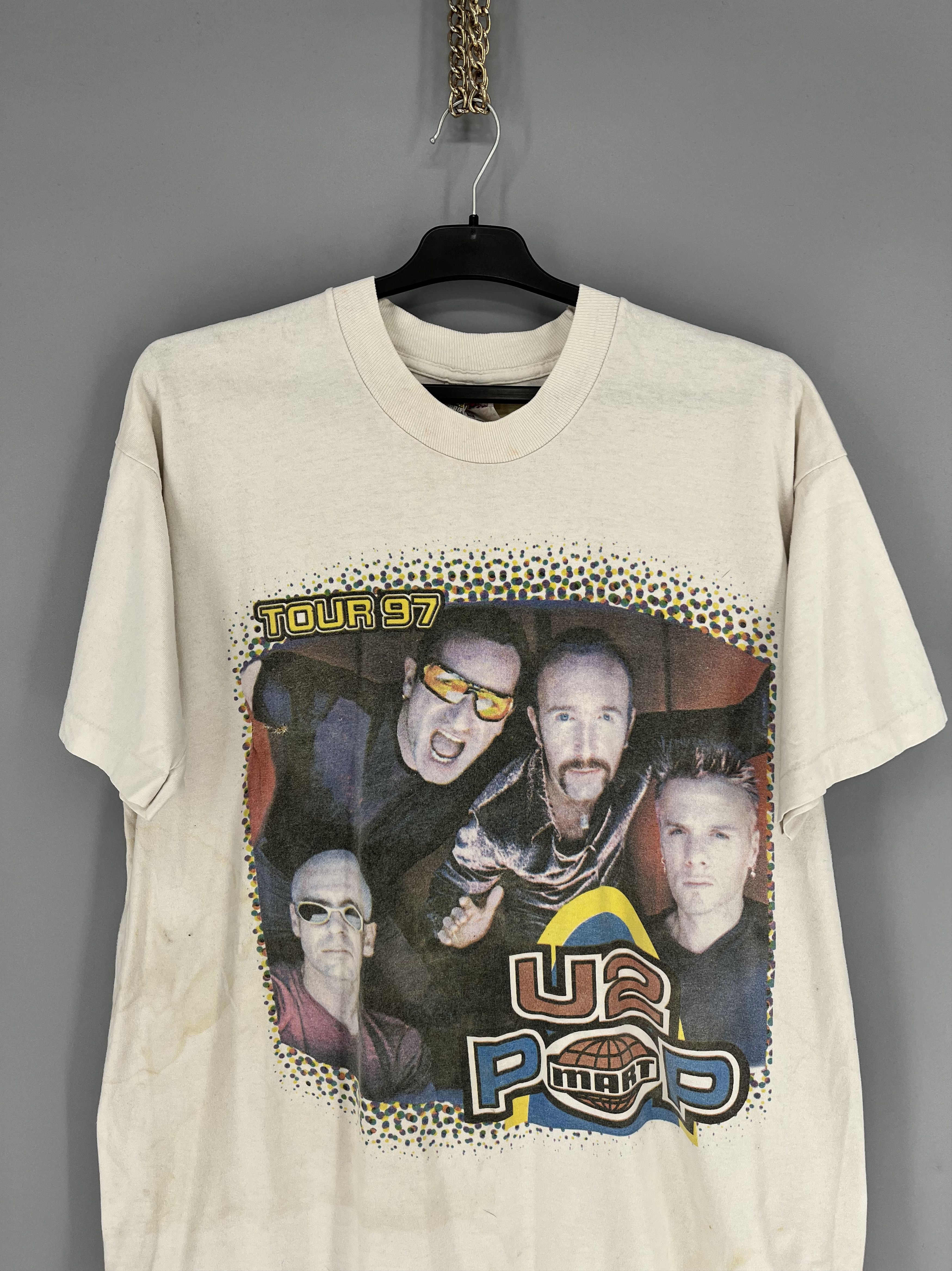 Band Tees Vintage U2 Pop Mart Concert Shirt Rock Band White Cotton 90s Size US XL / EU 56 / 4 - 6 Thumbnail