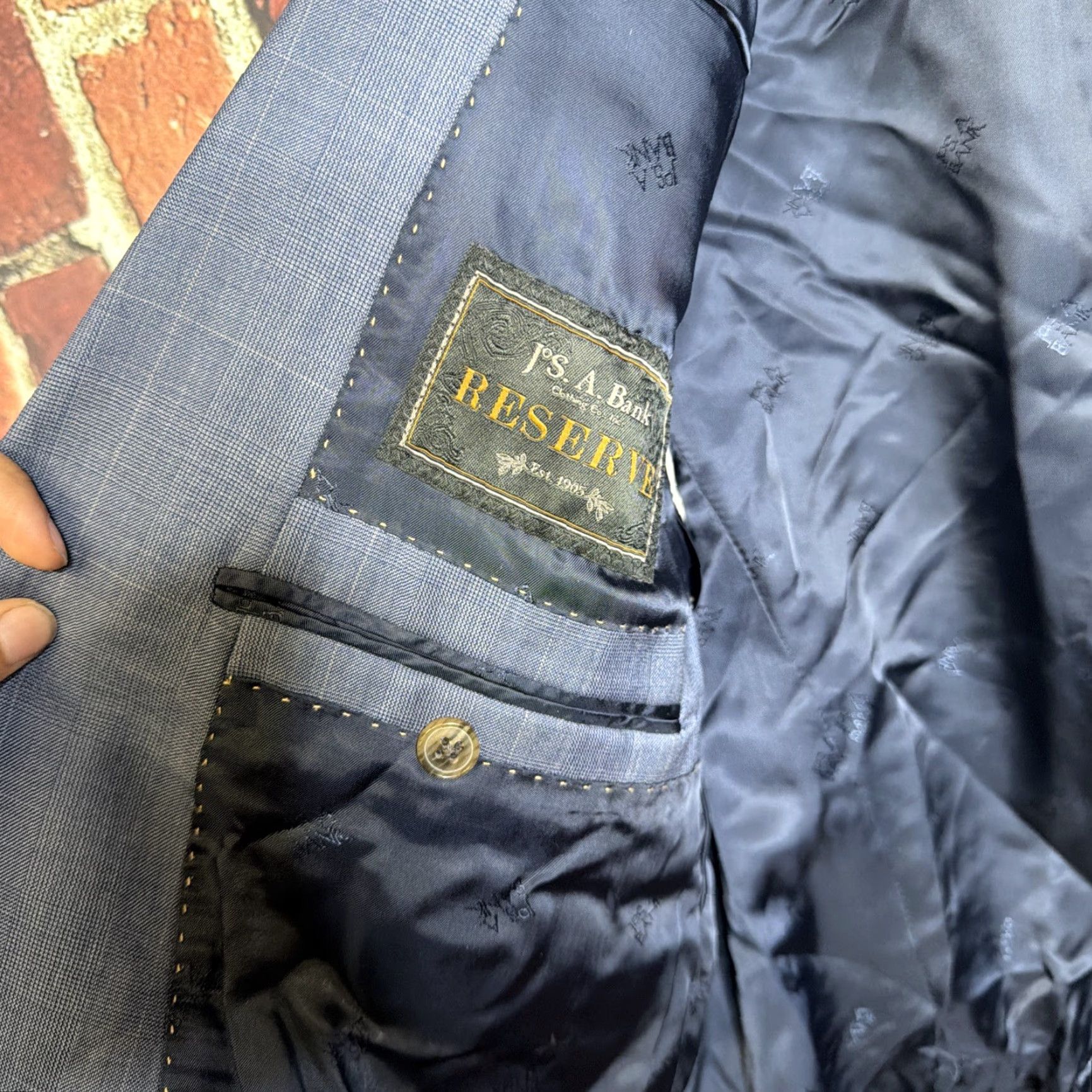 Jos. A. Bank Jos A Bank Reserve Mens Striped Blazer Blue 44R 100% Wool Sustaina Wool Size 44R - 5 Thumbnail