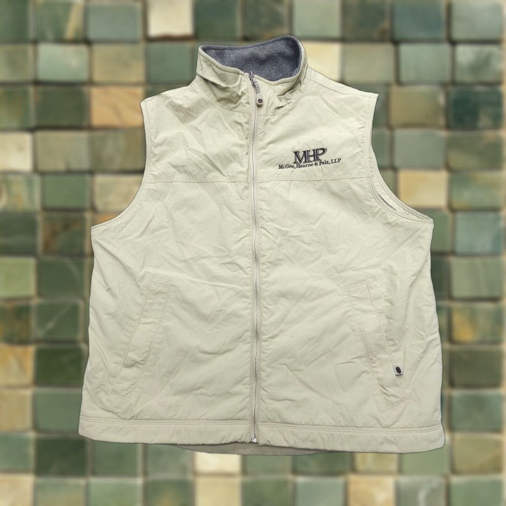Vintage LL Bean Fleece Lined Winter Vest Mens Large Khaki Outdoor Travel Work Vest L.L. Bean Beige Regular Logo Mid-Length Zip Lined Solid Outdoor Vest Mens Size US L / EU 52-54 / 3 - 1 Thumbnail