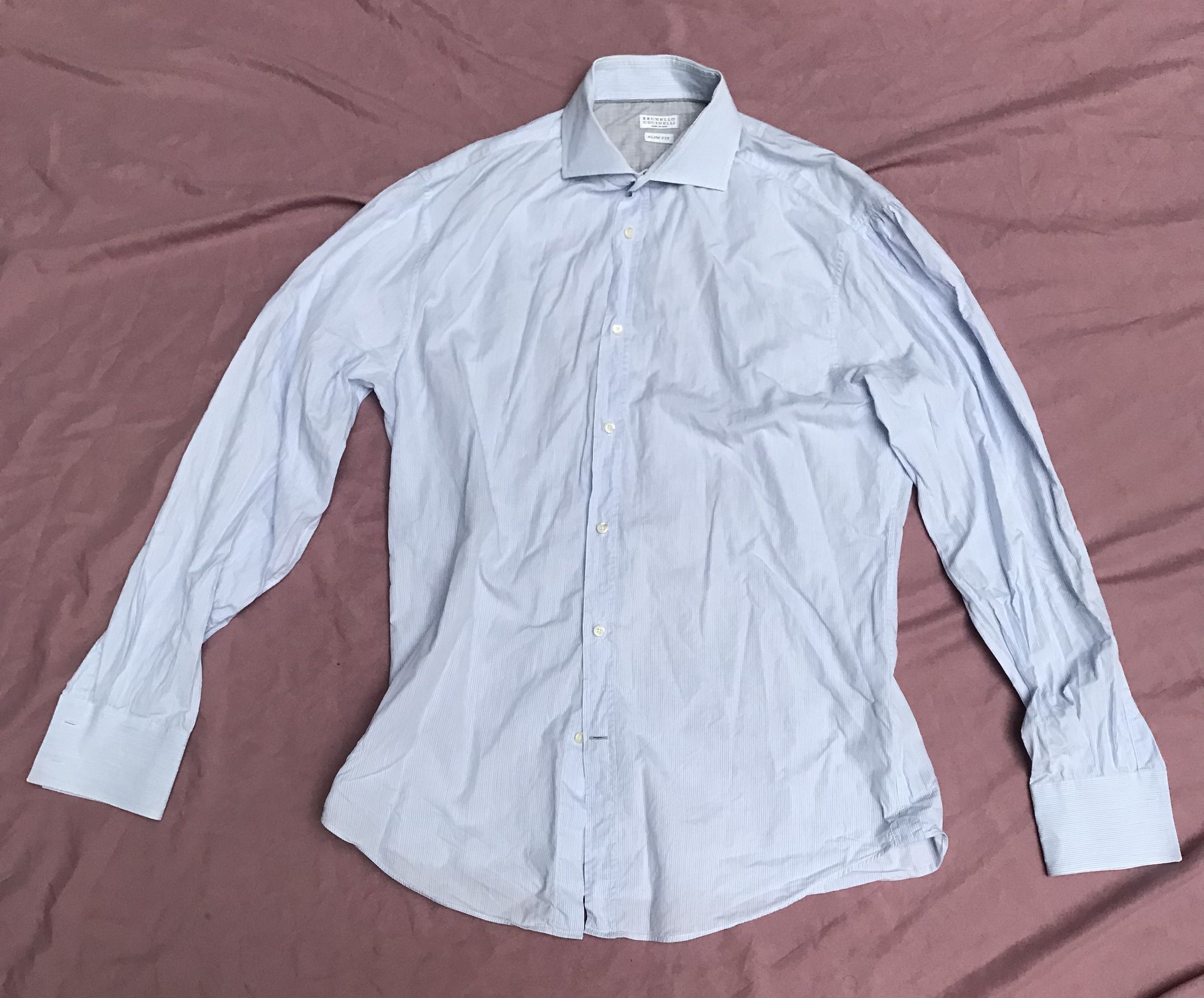 Brunello Cucinelli Brunello Cucinelli high-end cotton poplin striped button up Size US M / EU 48-50 / 2 - 5 Thumbnail