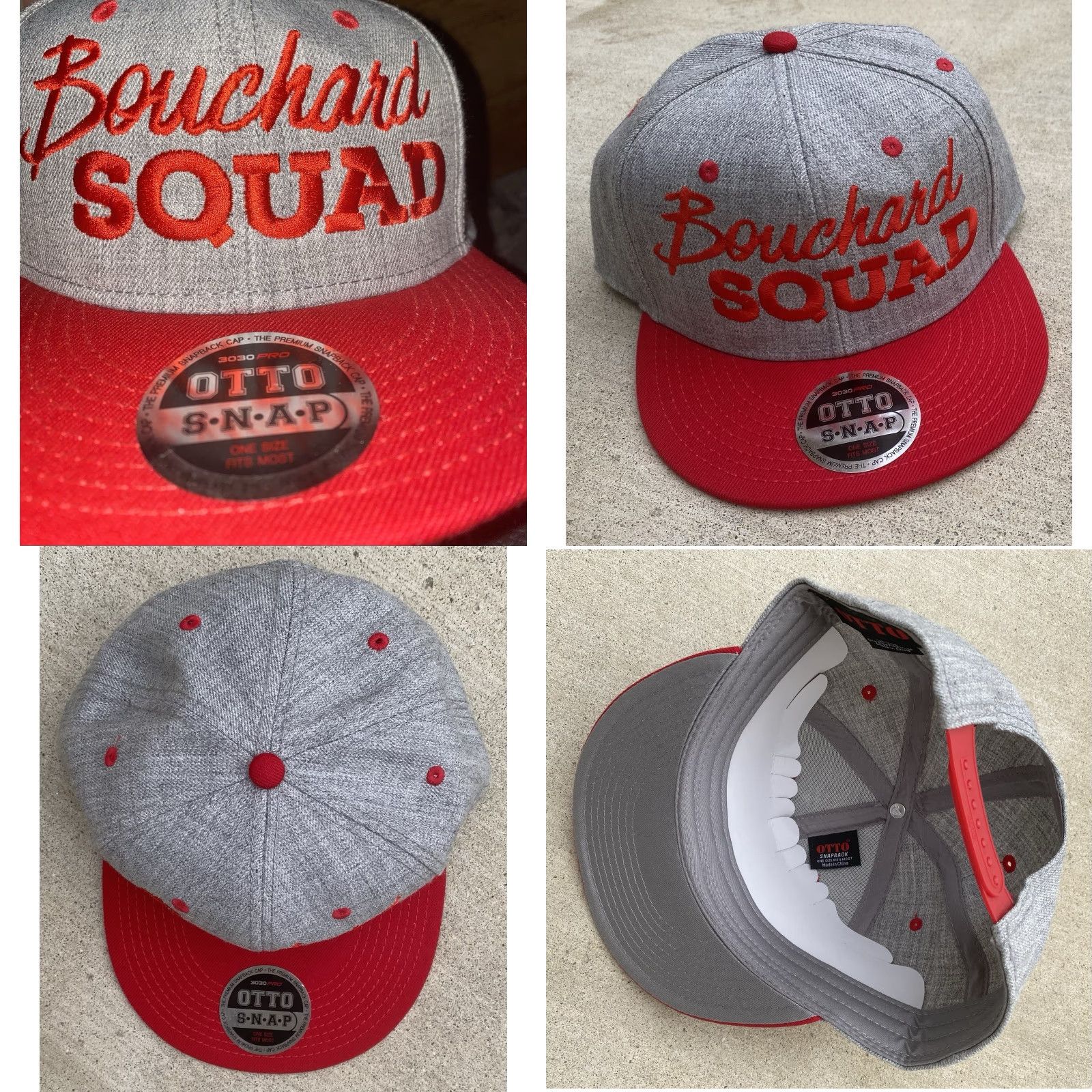 Vintage Bouchard Squad Embroidered Snapback Hat Gray Red Otto Cap Genie Bouchard Tennis Hat Size ONE SIZE - 9 Thumbnail