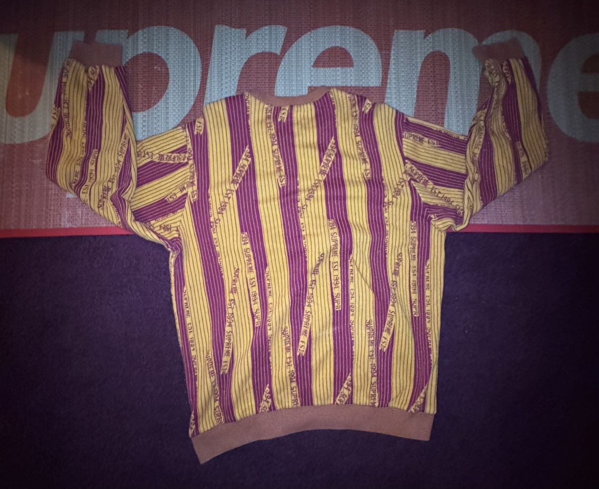 Supreme Supreme Textured Stripe Crewneck Size US XL / EU 56 / 4 - 2 Thumbnail