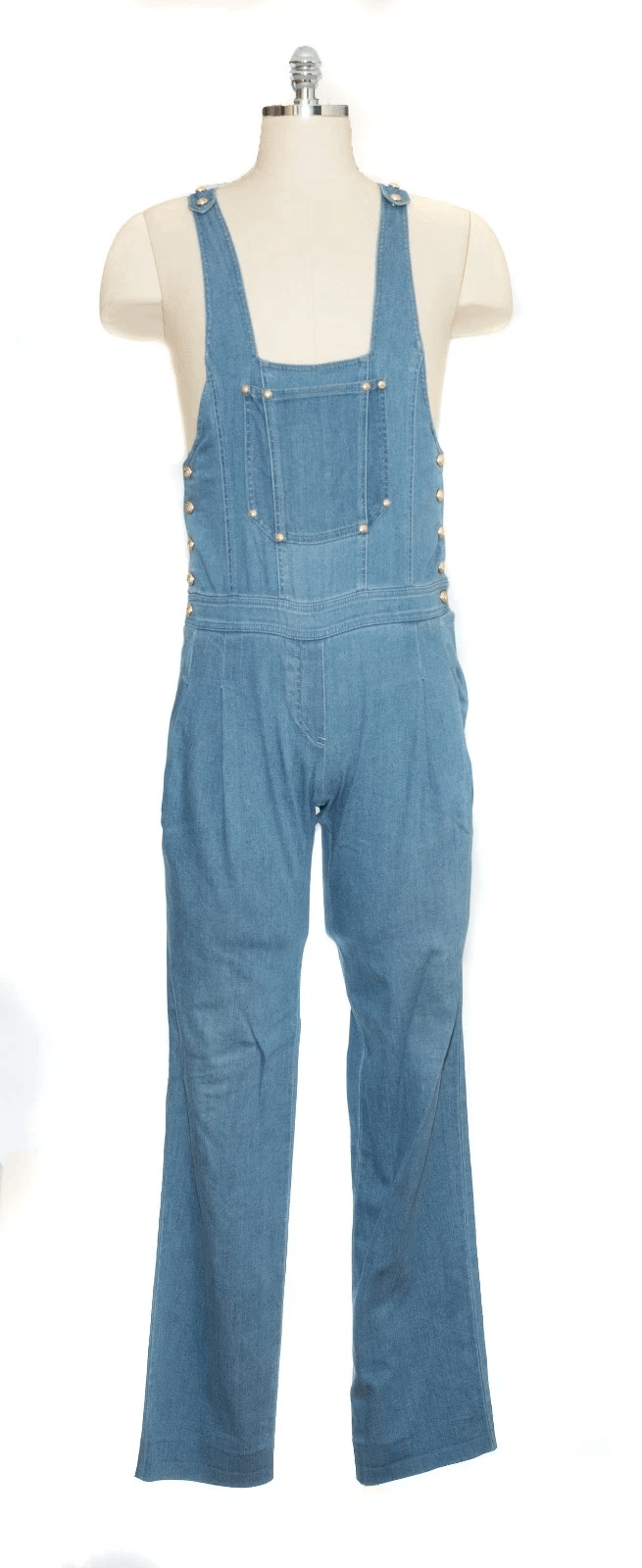 Balmain Balmain Square Neckline Gold Buttoned Denim Jumpsuit Size US 38 / EU 54 - 1 Thumbnail