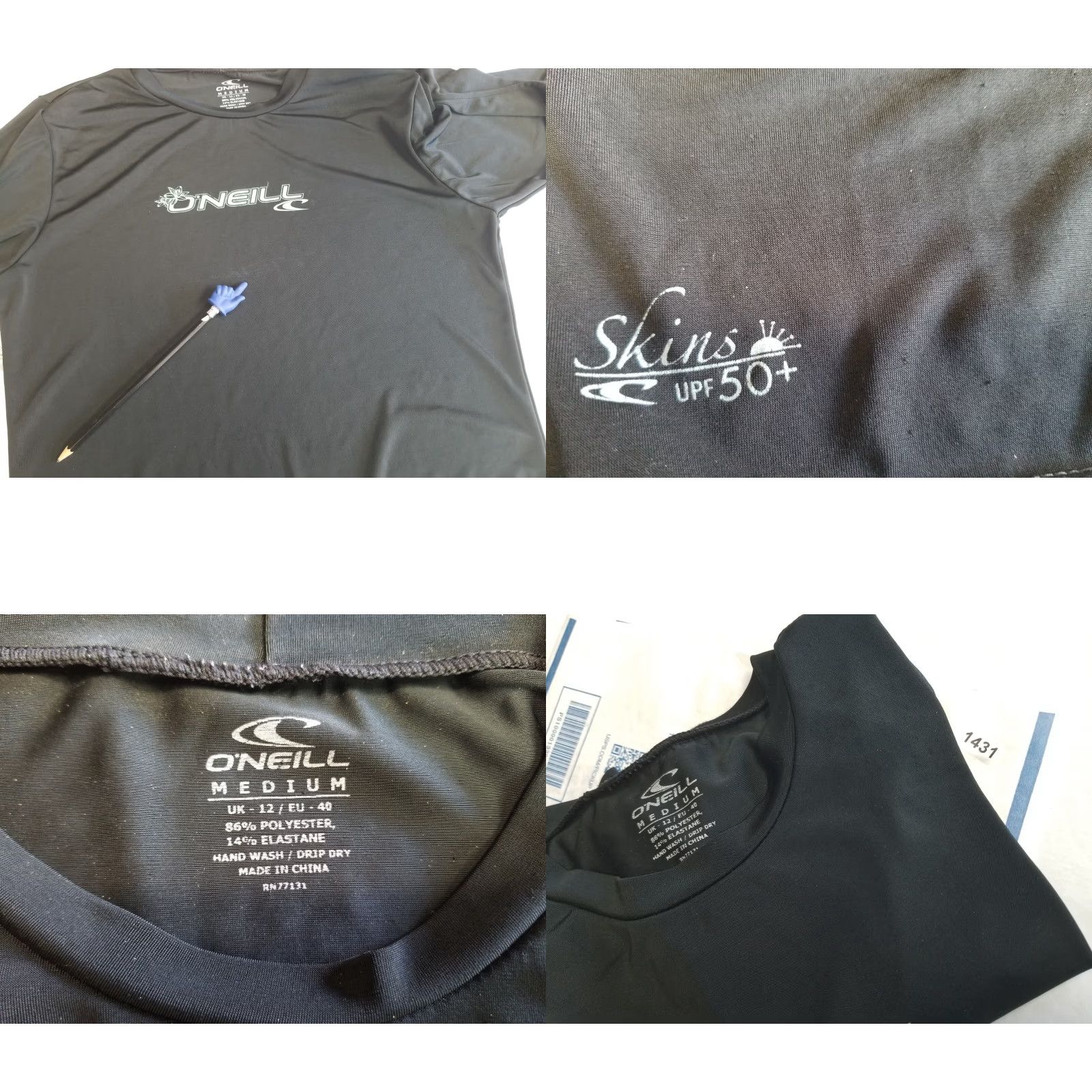 O'Neill O'Neill Skins UPF 50+ Black Long Sleeve Crewneck Pullover Shirt Size M Men's Slim/Regular Short? Size US M / EU 48-50 / 2 - 8 Thumbnail