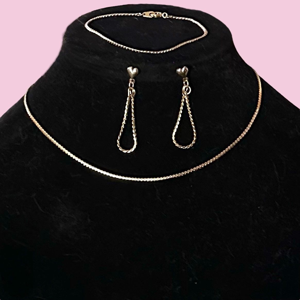 Vintage Vintage gold tone chain necklace, bracelet and earrings set Size ONE SIZE - 1 Thumbnail