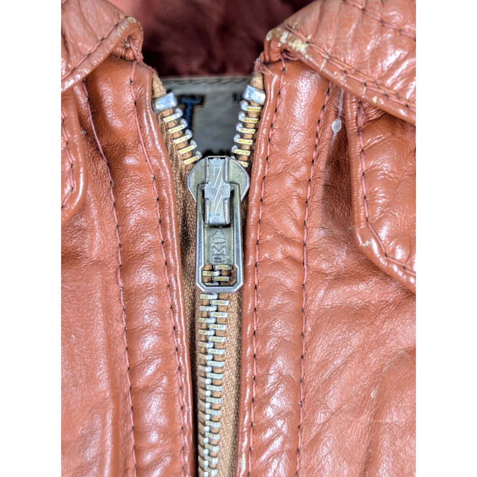 Vintage VINTAGE Jonathan Legault Leather Jacket Mod Avant-garde Disco Collar Brown 1970s 34 Mens Size XXS / US 00 / IT 34 - 4 Thumbnail