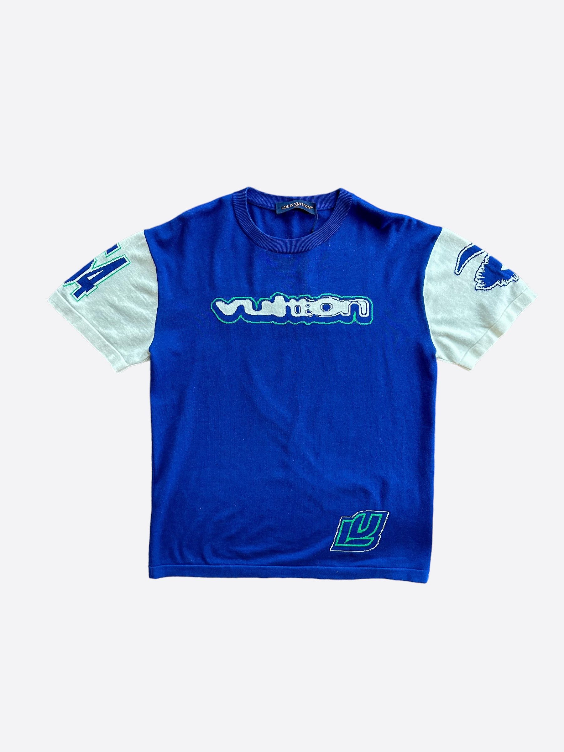 image of Louis Vuitton Blue & White Since 1854 Intarsia T-Shirt, Men's (Size Medium)